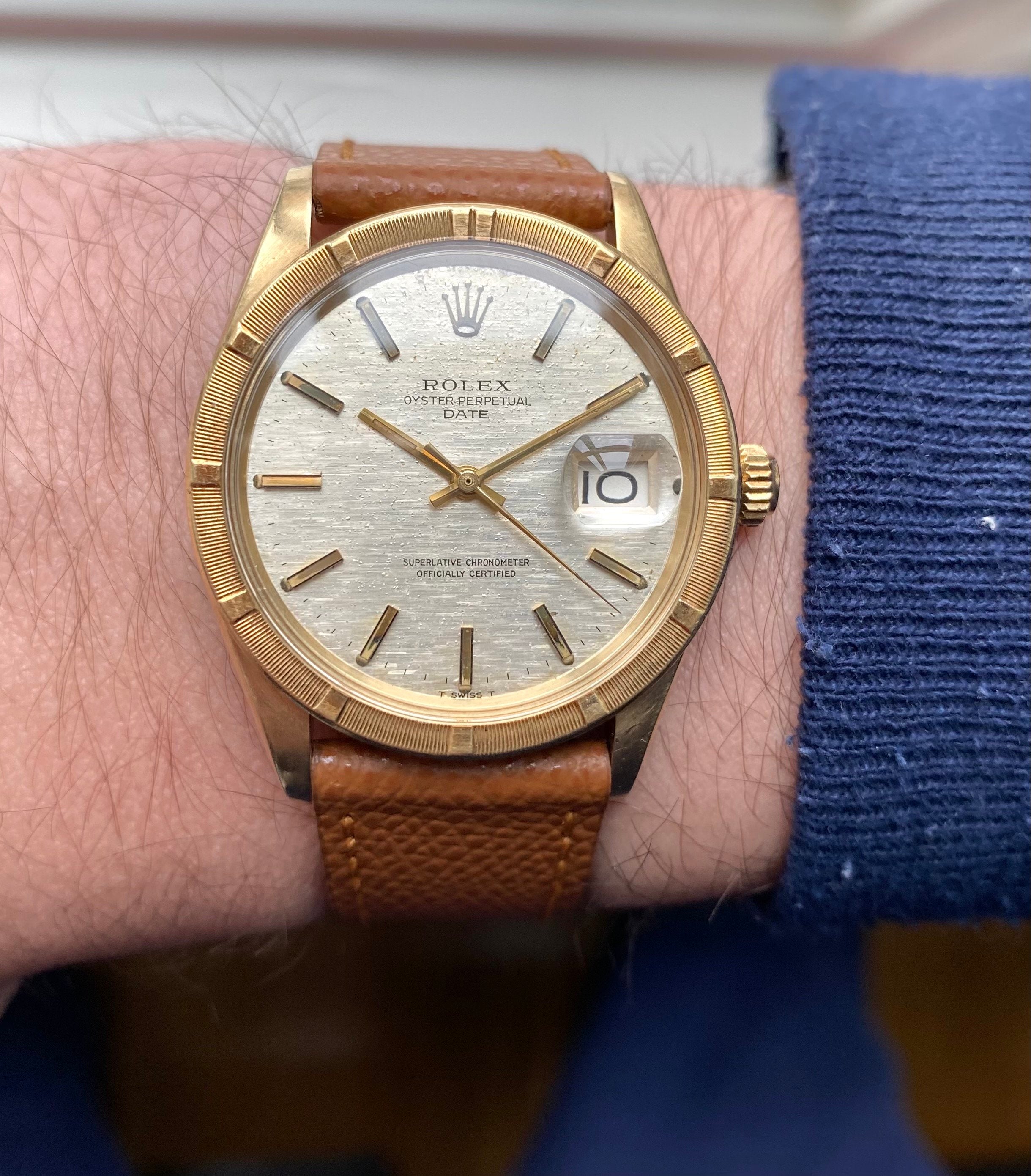 Rolex Oyster Perpetual ref. 1501 — 14k Gold Mosaic Dial