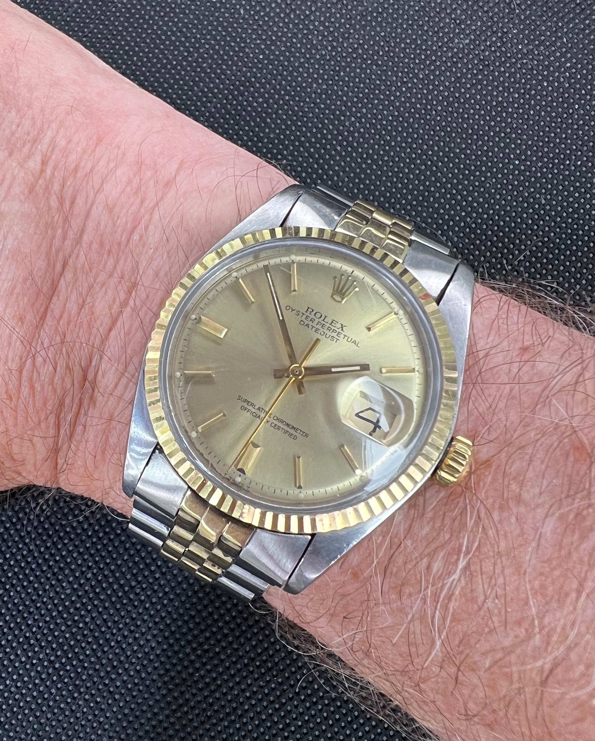 Rolex Datejust Ref 1601 70s Vintage Automatic Two Tone Champagne Dial 36mm