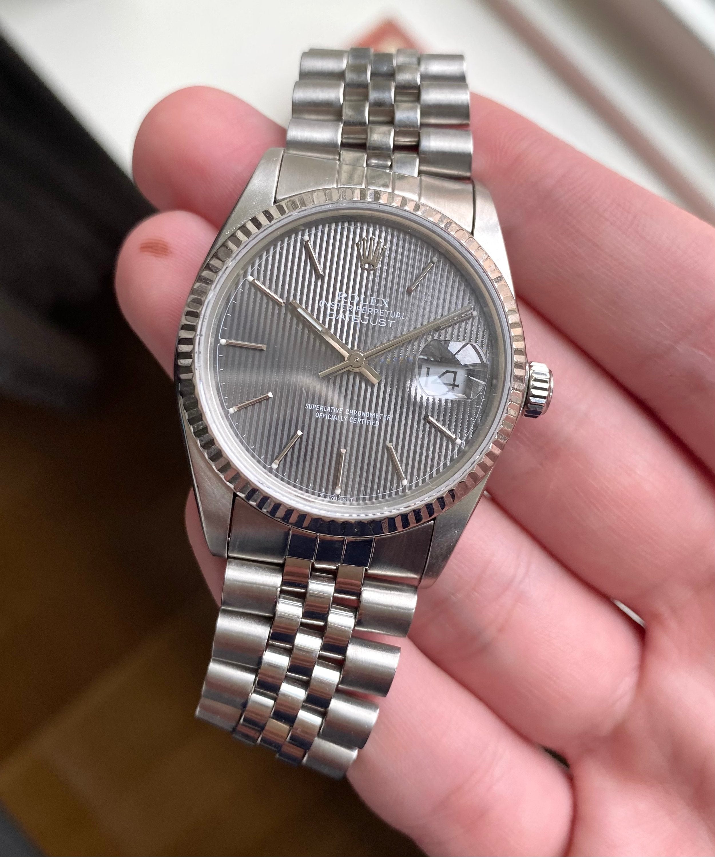 Rolex Datejust ref. 16014 — Grey Tapestry Dial