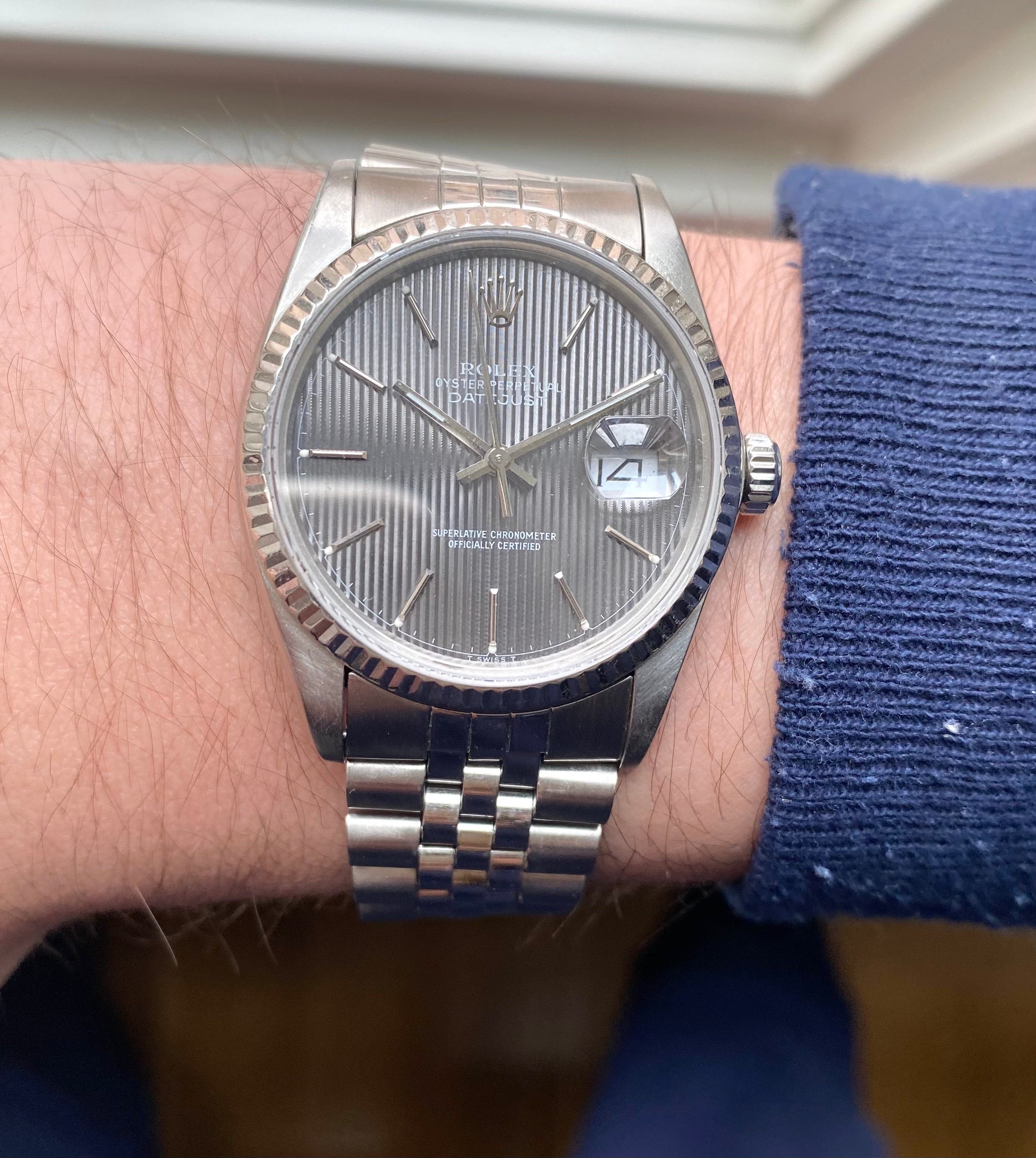 Rolex Datejust ref. 16014 — Grey Tapestry Dial