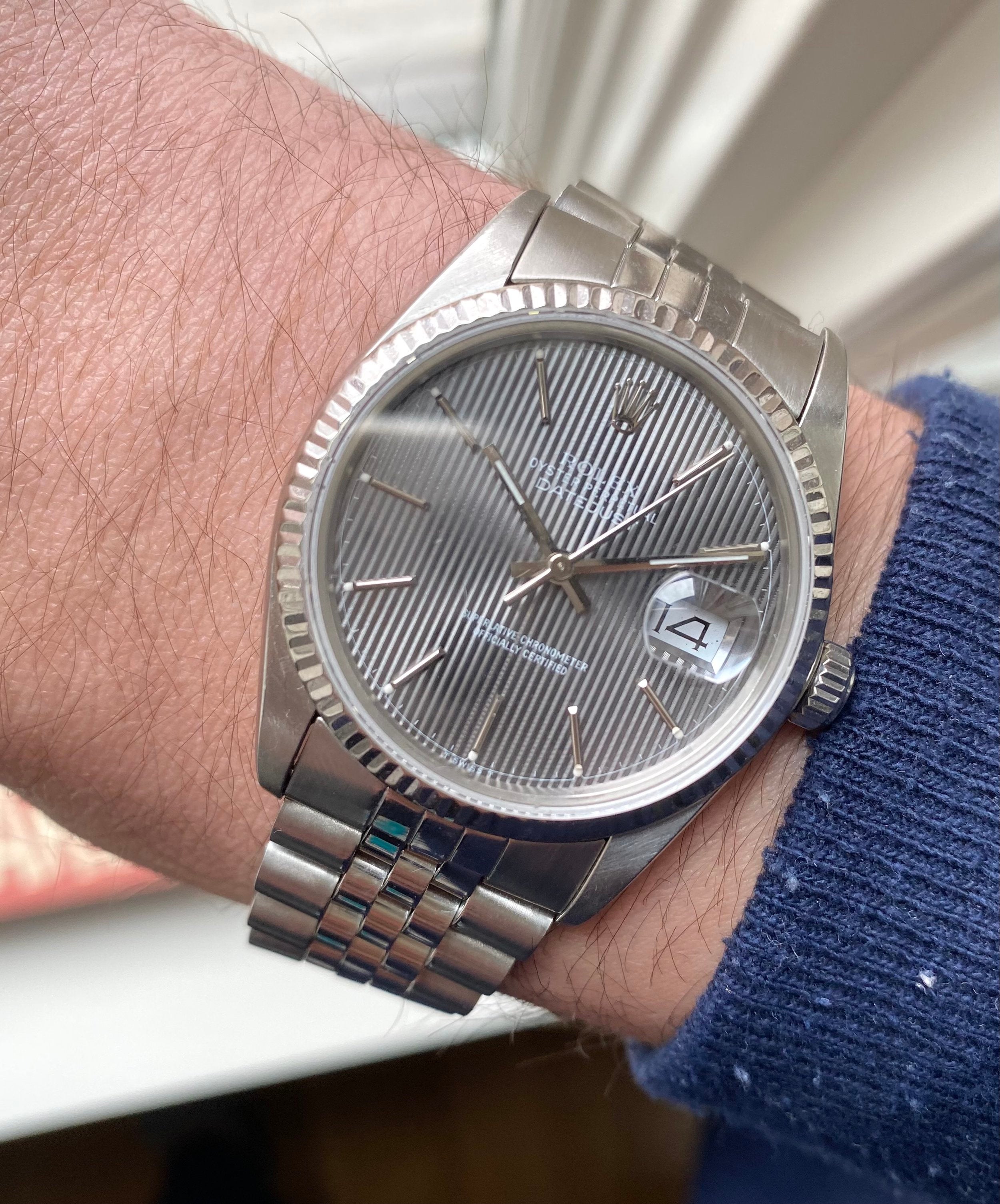 Rolex Datejust ref. 16014 — Grey Tapestry Dial