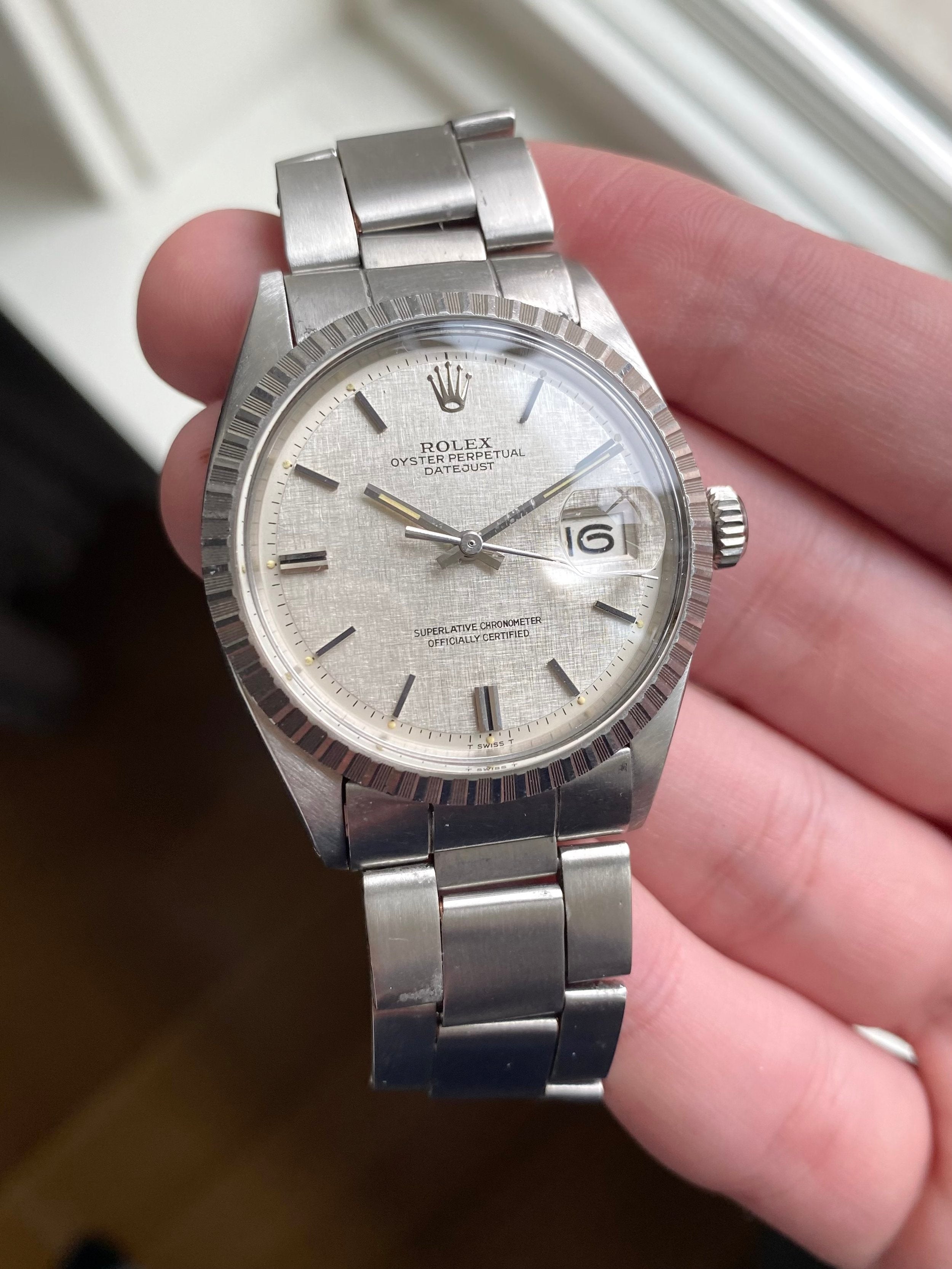 Rolex Datejust ref. 1603 — Silver Linen Dial