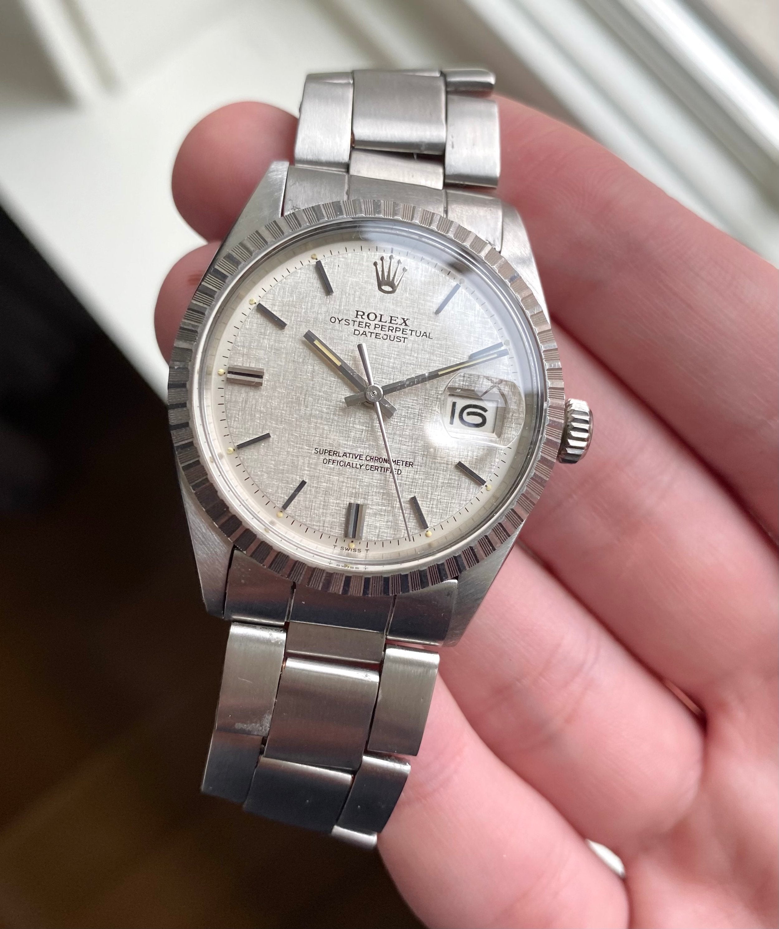 Rolex Datejust ref. 1603 — Silver Linen Dial