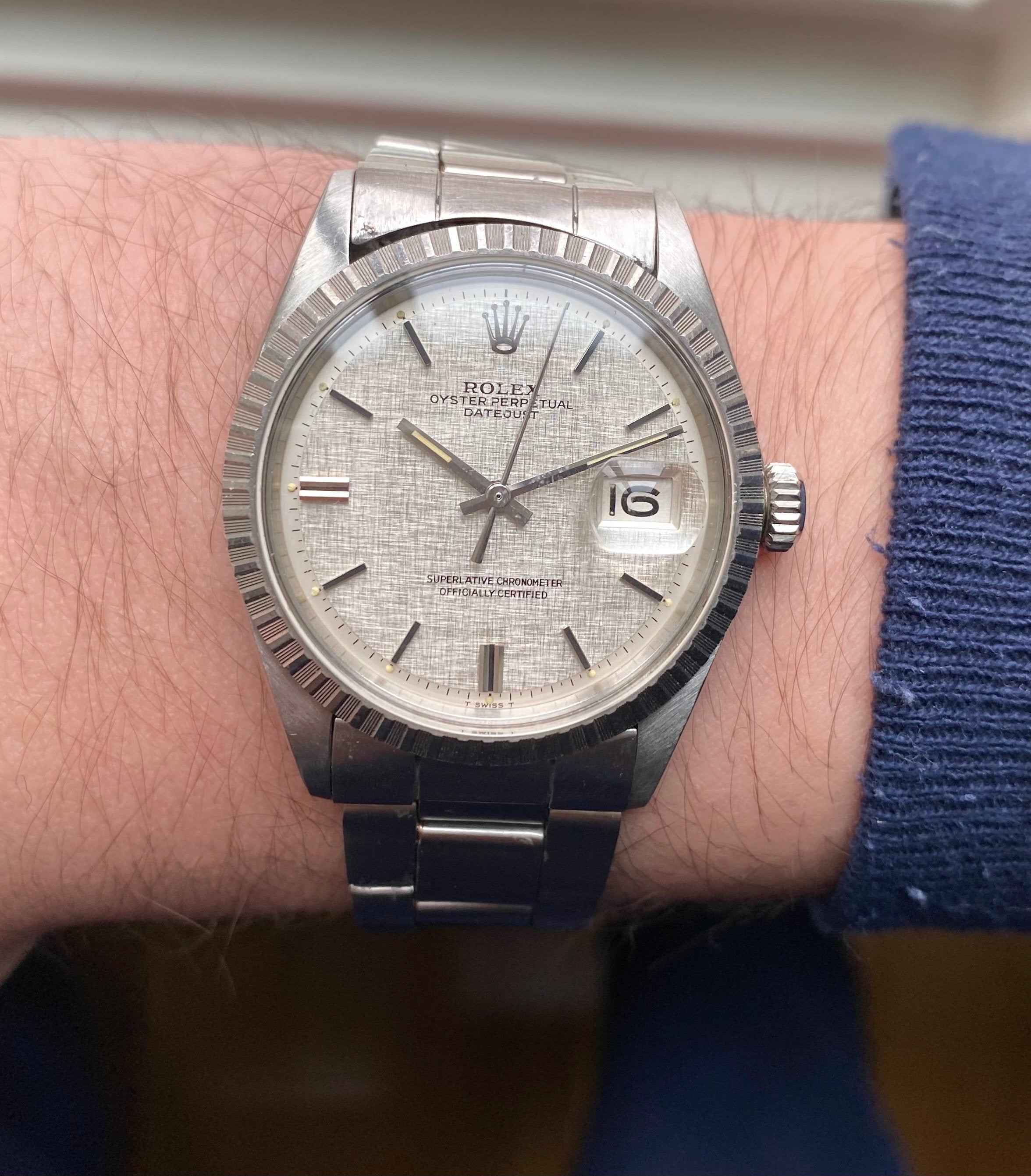 Rolex Datejust ref. 1603 — Silver Linen Dial