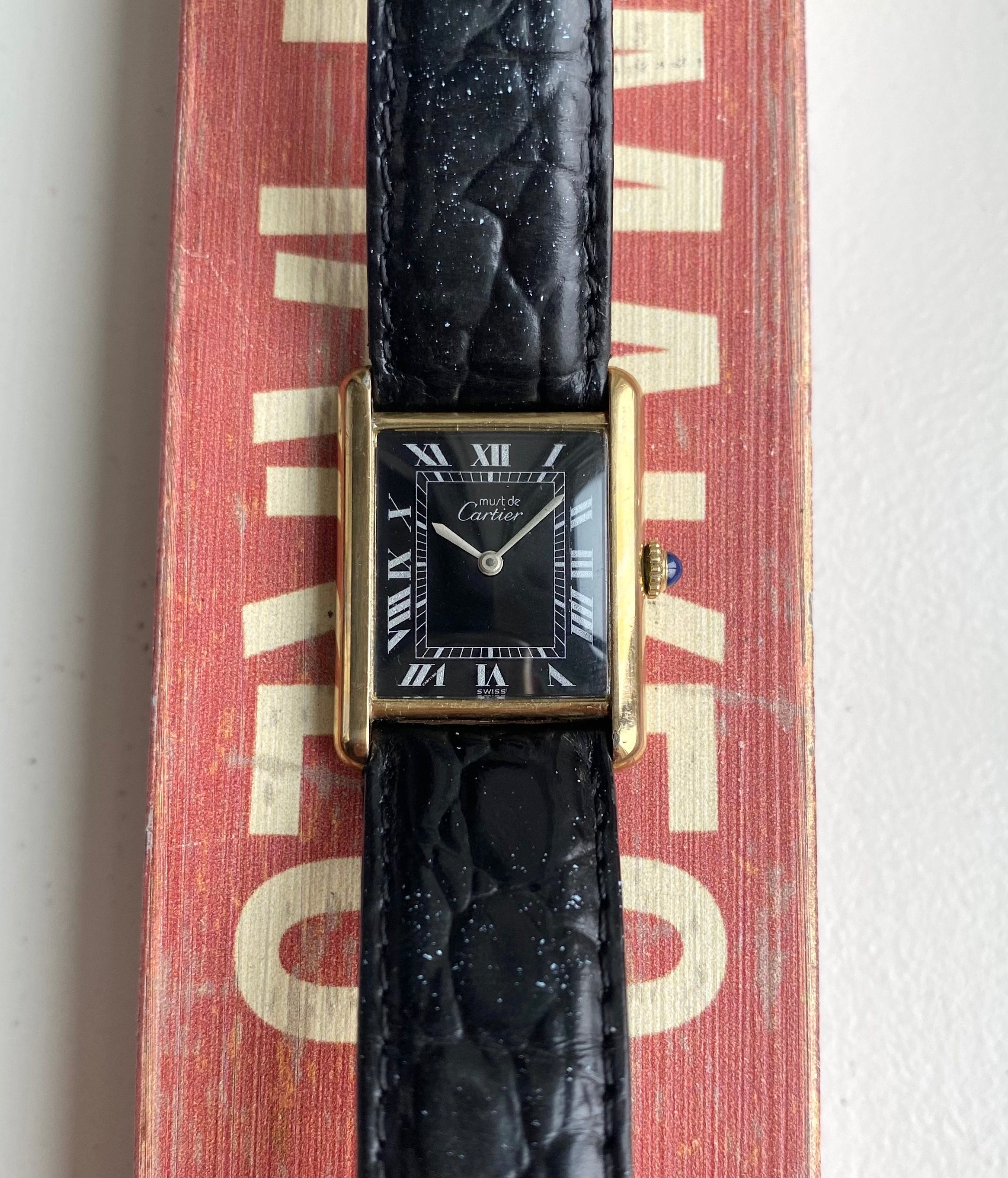 Cartier Tank — Black Roman Numeral Dial (Full Set)