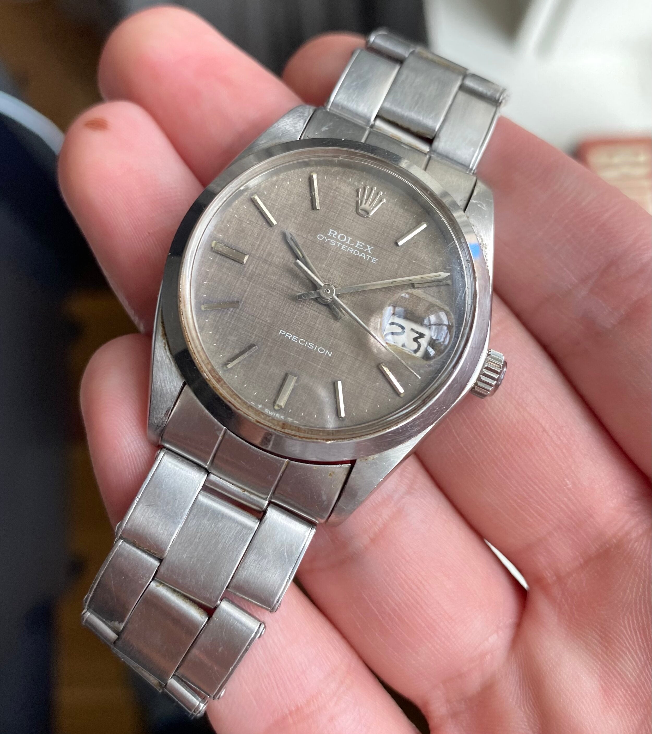 Rolex Oysterdate Precision ref. 6694 — Brown Linen Dial