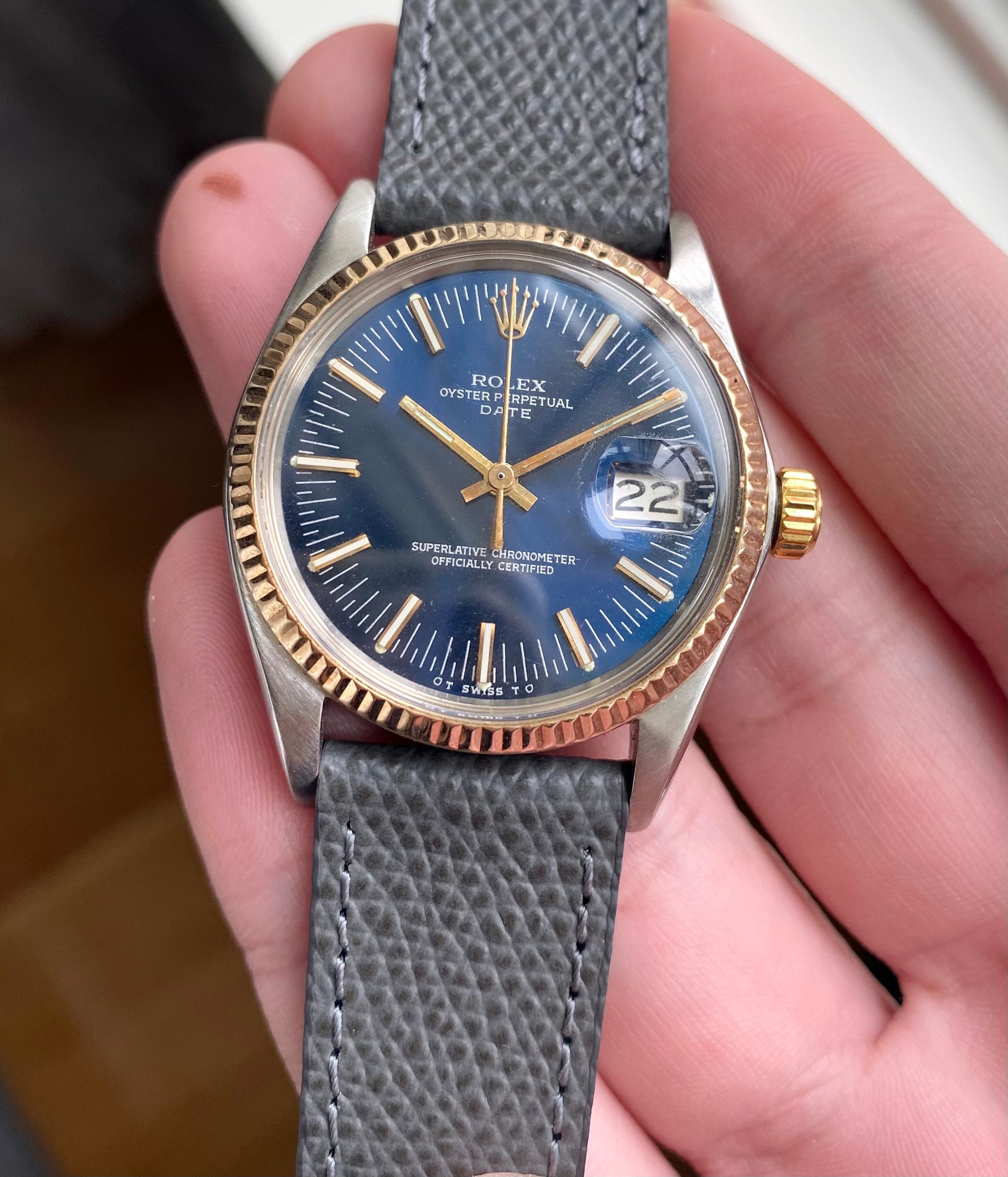 Rolex Oyster Perpetual ref. 1505 — Two-tone Blue Sigma Dial