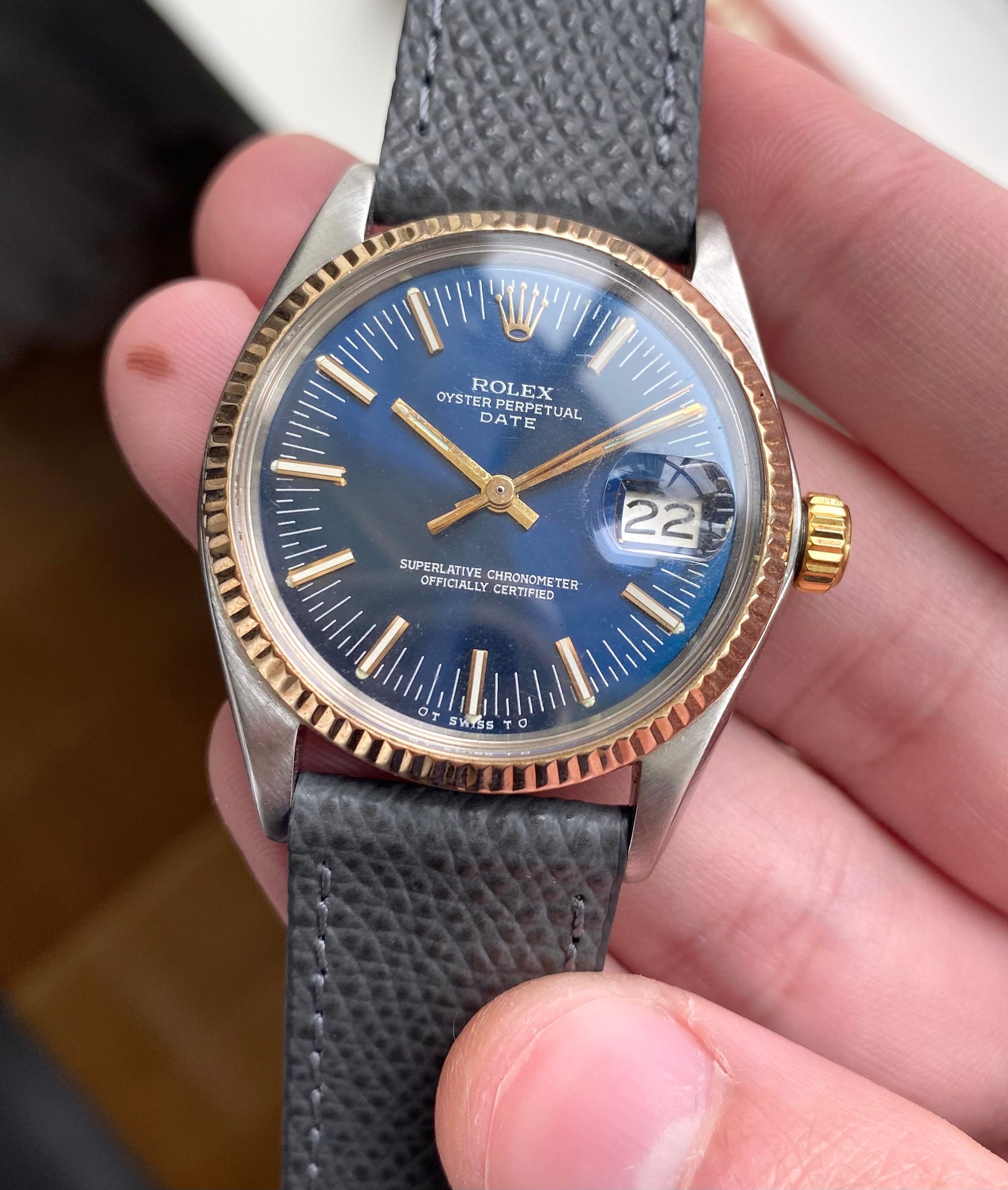 Rolex Oyster Perpetual ref. 1505 — Two-tone Blue Sigma Dial