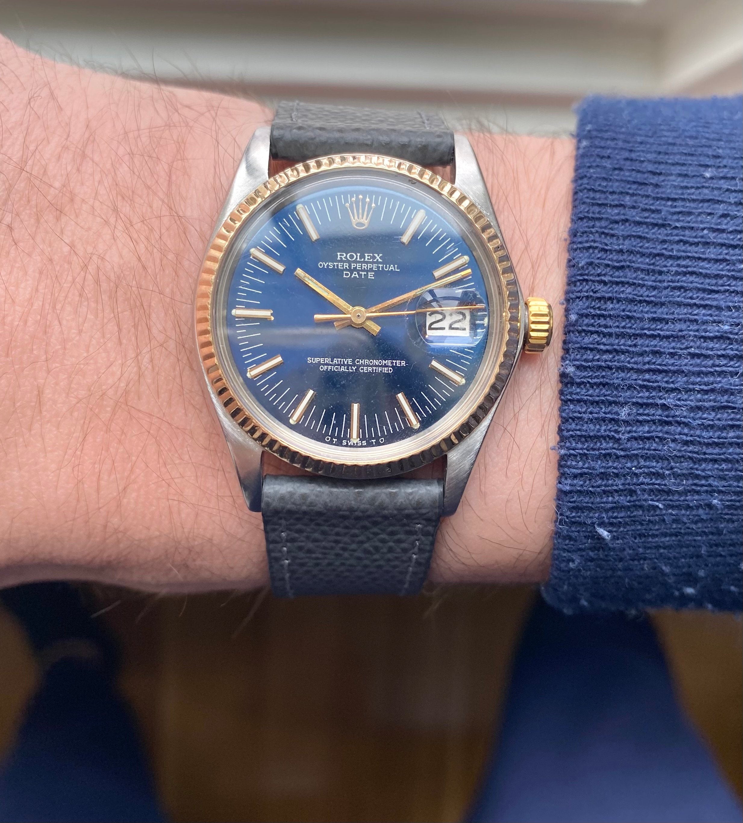 Rolex Oyster Perpetual ref. 1505 — Two-tone Blue Sigma Dial