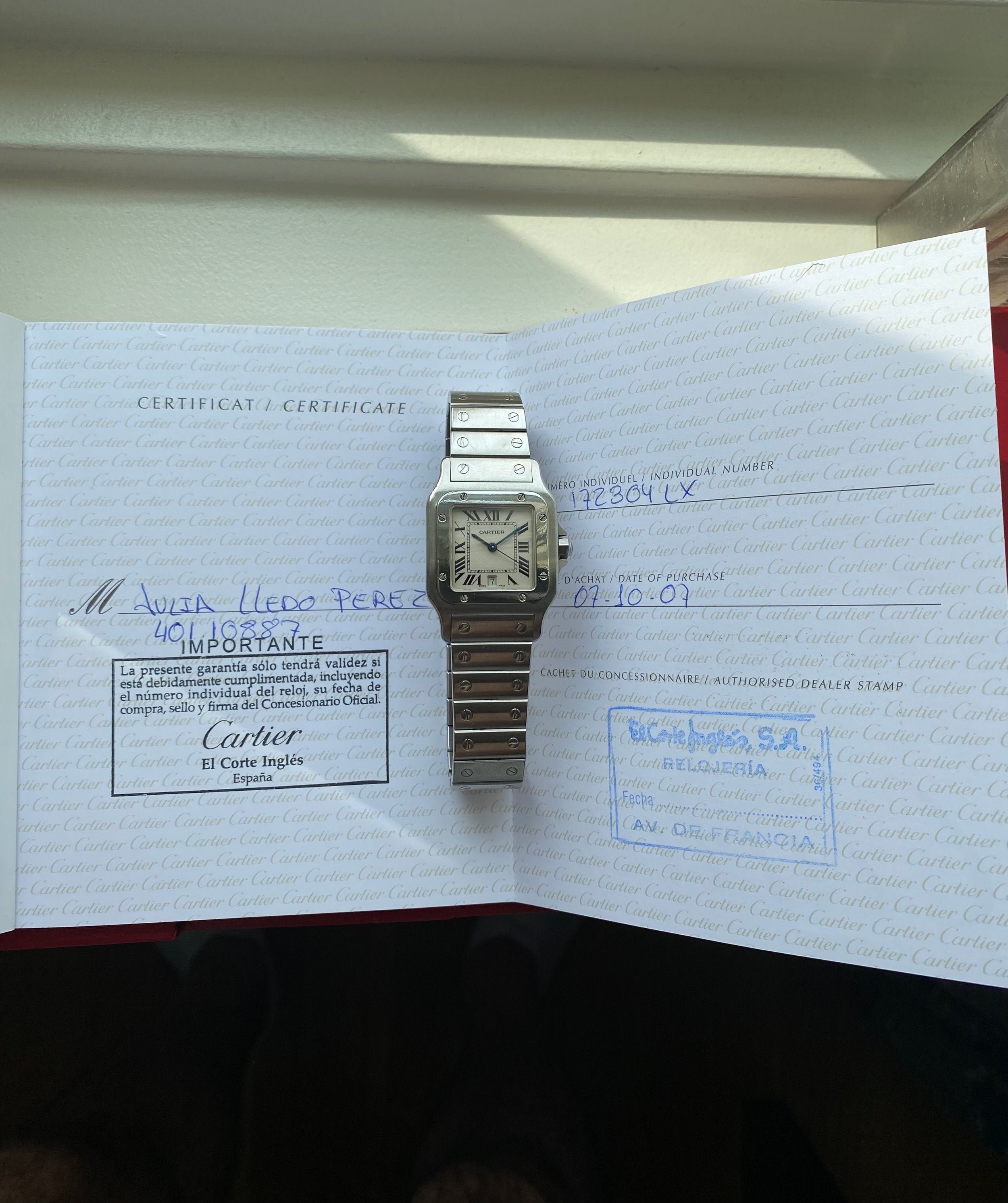 Cartier Santos 1564 - Box and Papers.