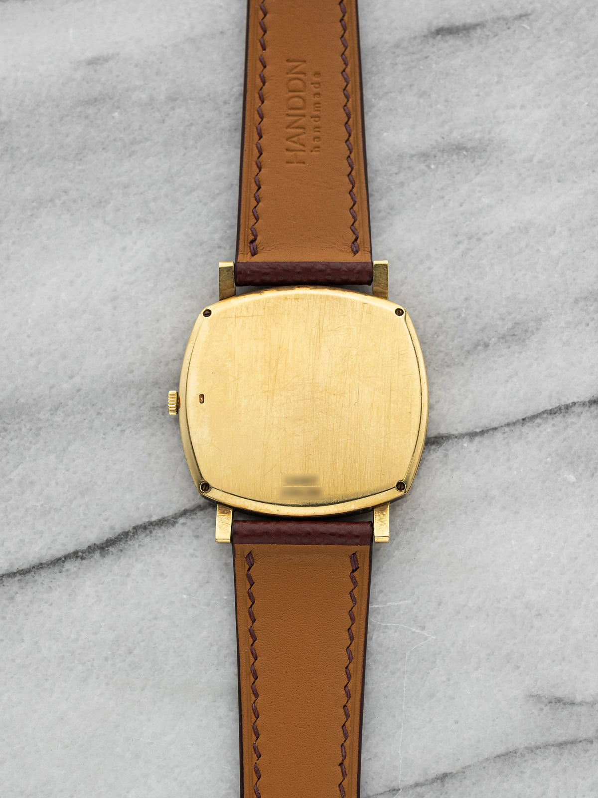 Vintage 1970s Piaget 13427 18K YG TV Case Champagne Hobnail Dial Auto 31mm