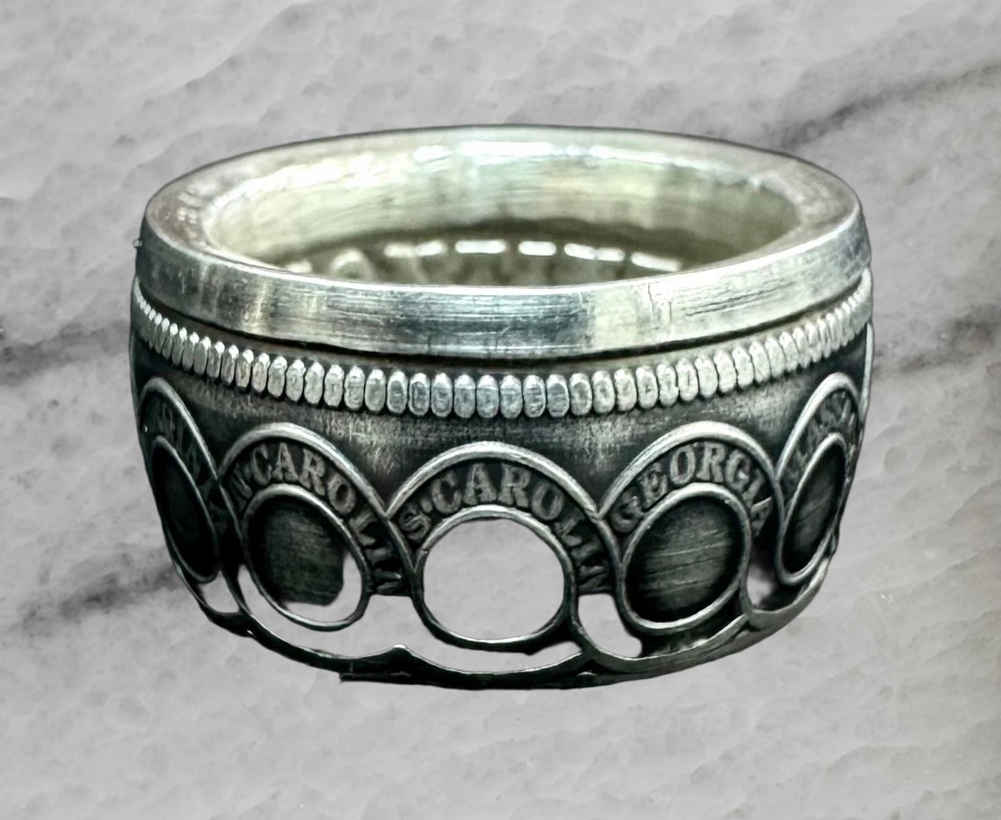 Continental Dollar 999 Fine Silver Handcrafted Coin Ring Size 10.25