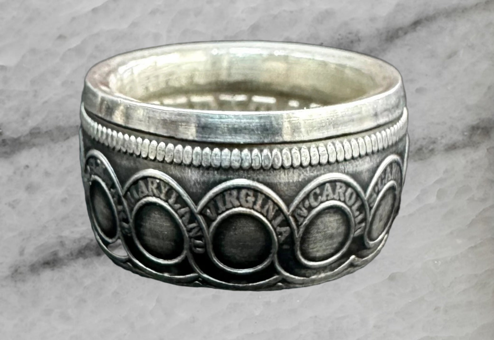 Continental Dollar 999 Fine Silver Handcrafted Coin Ring Size 10.25