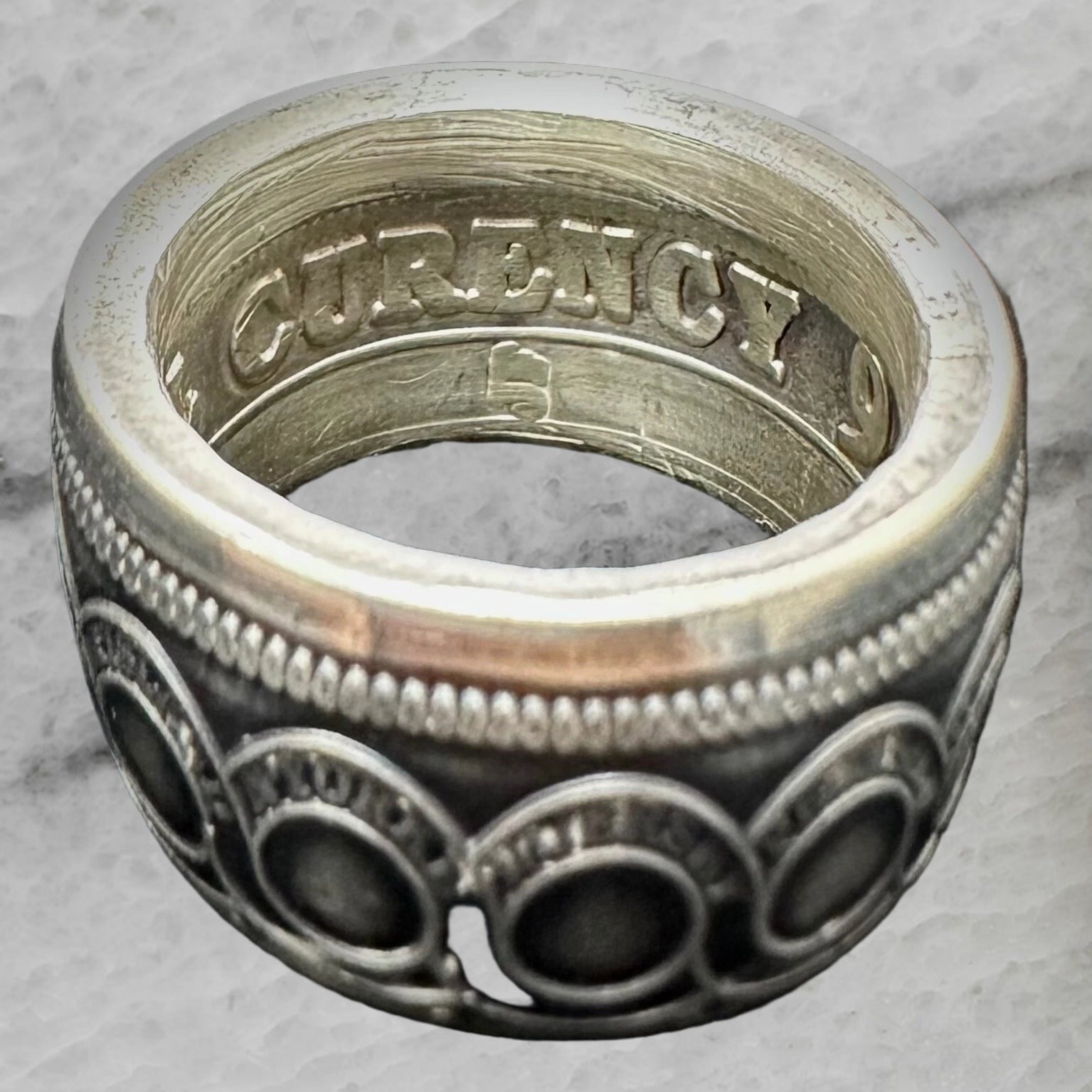 Continental Dollar 999 Fine Silver Handcrafted Coin Ring Size 10.25