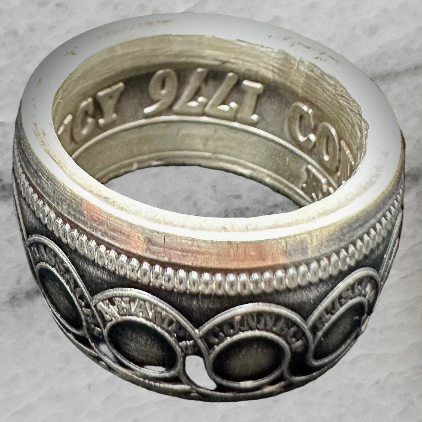 Continental Dollar 999 Fine Silver Handcrafted Coin Ring Size 10.25
