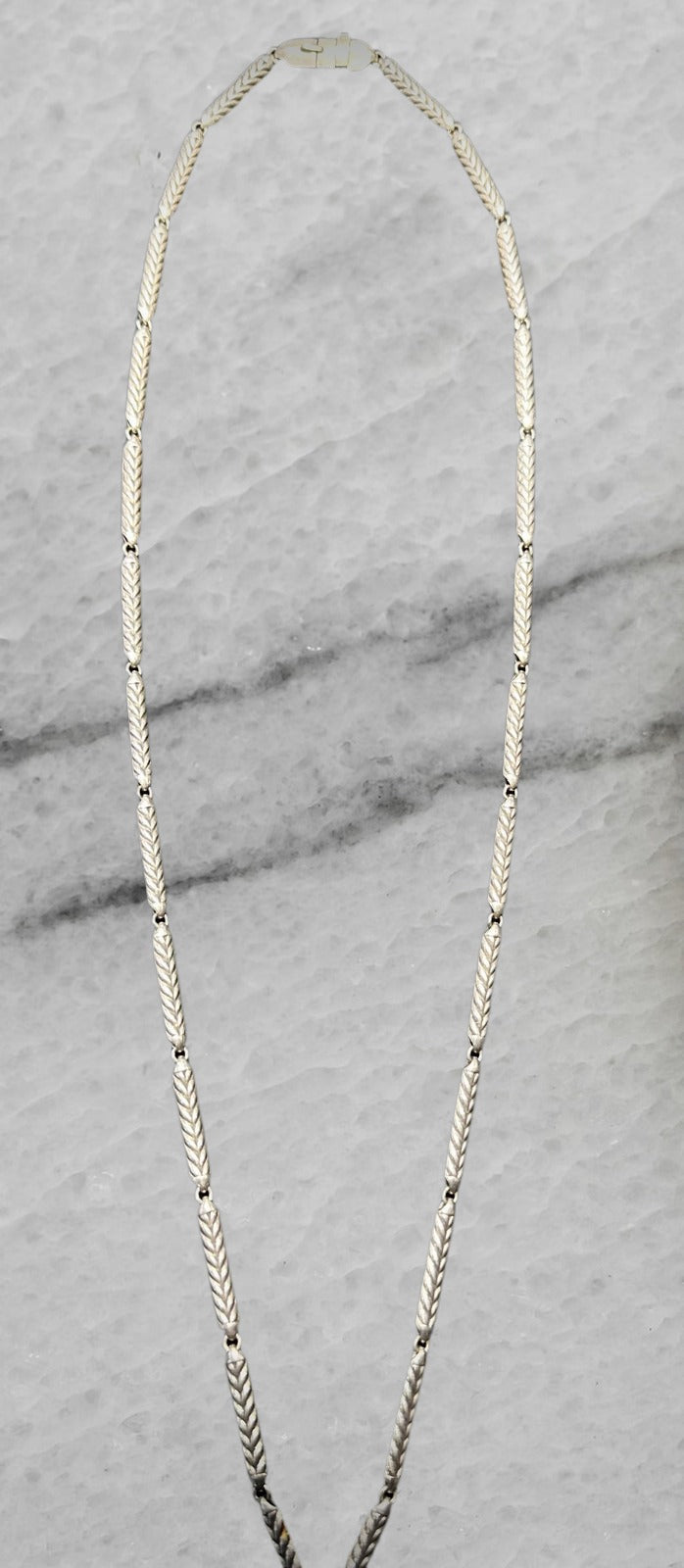 David Yurman Sterling Silver Chevron Stax Fringe Pendant Necklace w Diamonds 26