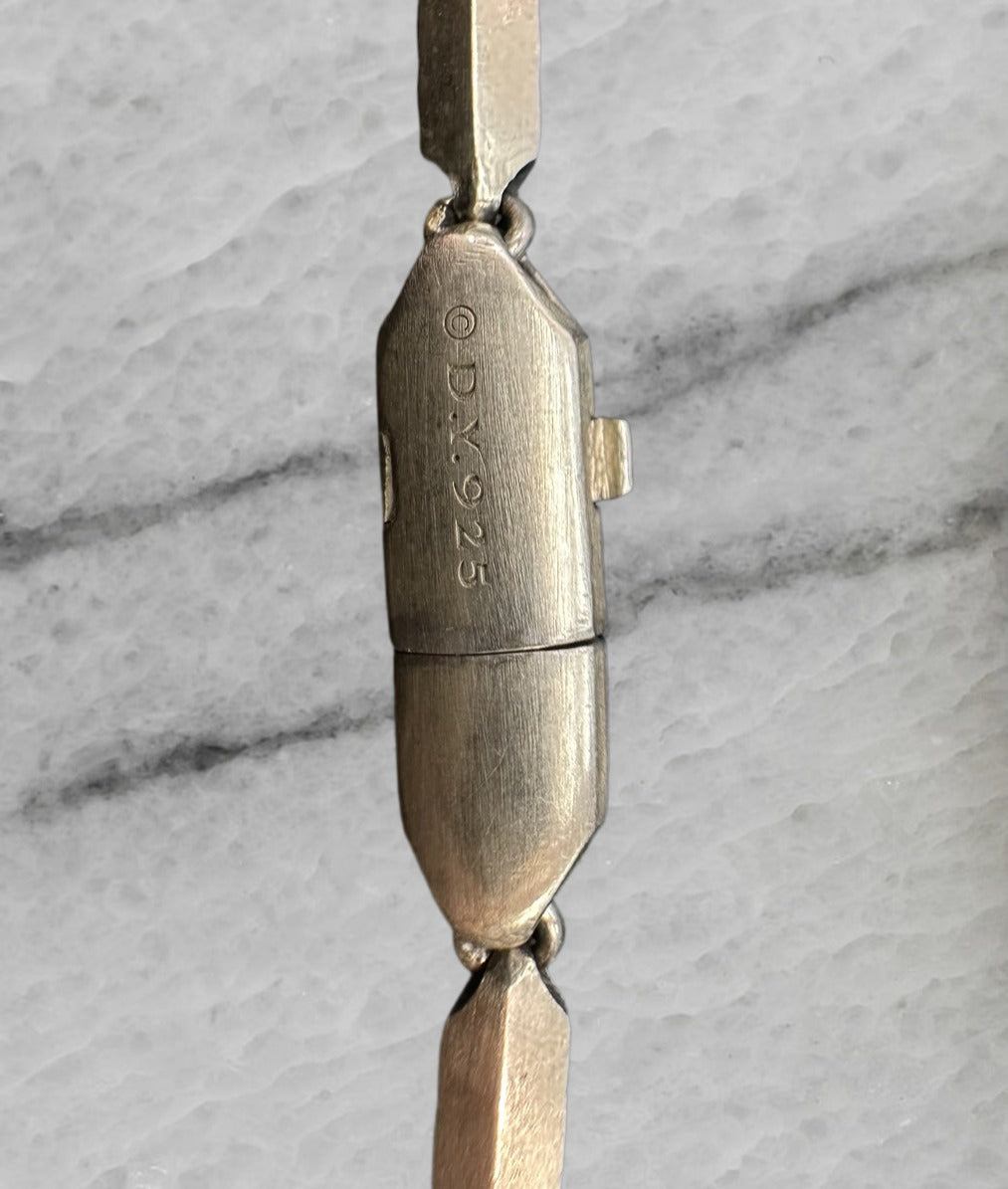 David Yurman Sterling Silver Chevron Stax Fringe Pendant Necklace w Diamonds 26