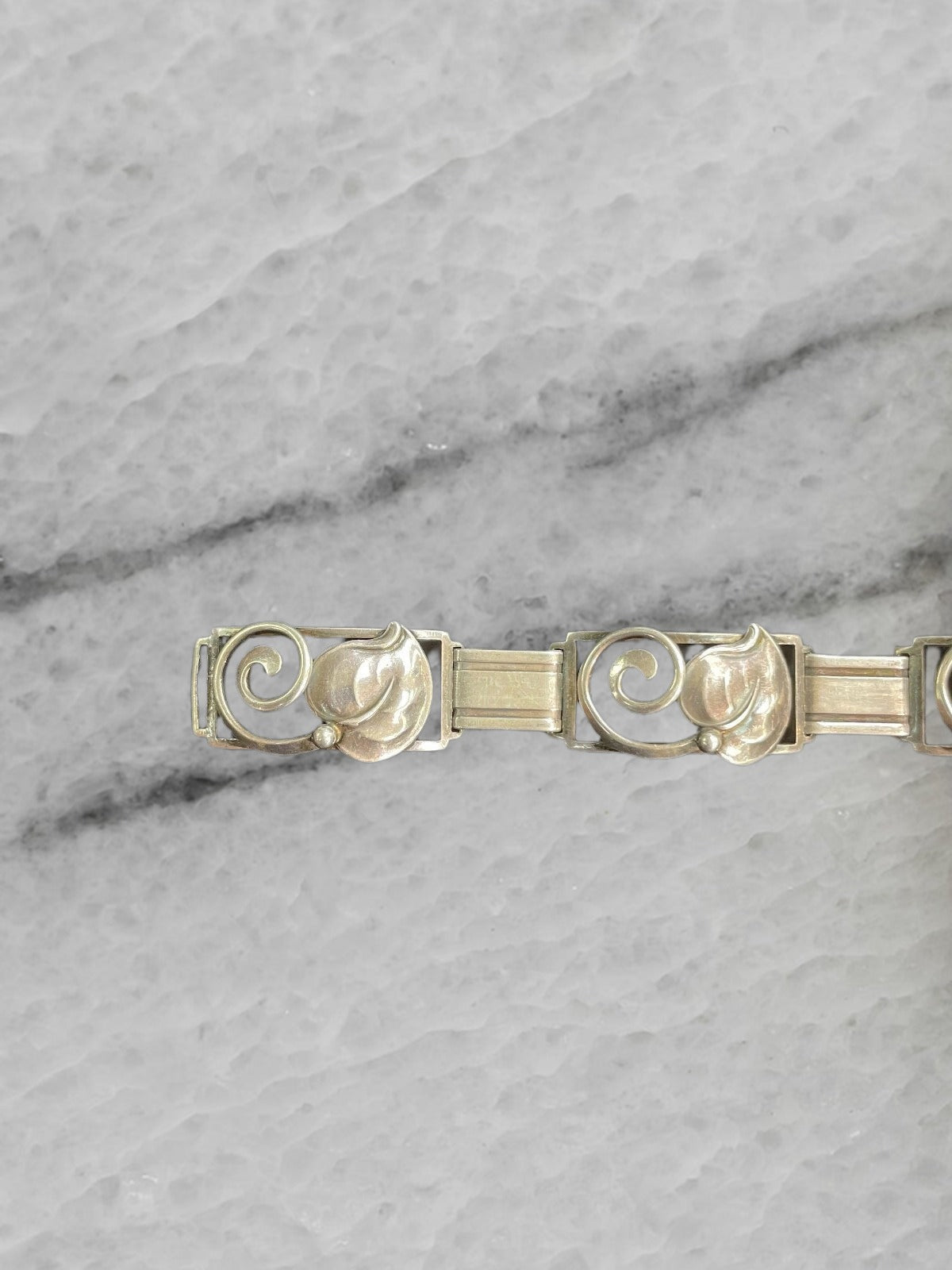 Denmark Vintage Sterling Silver Leaf Bracelet 7