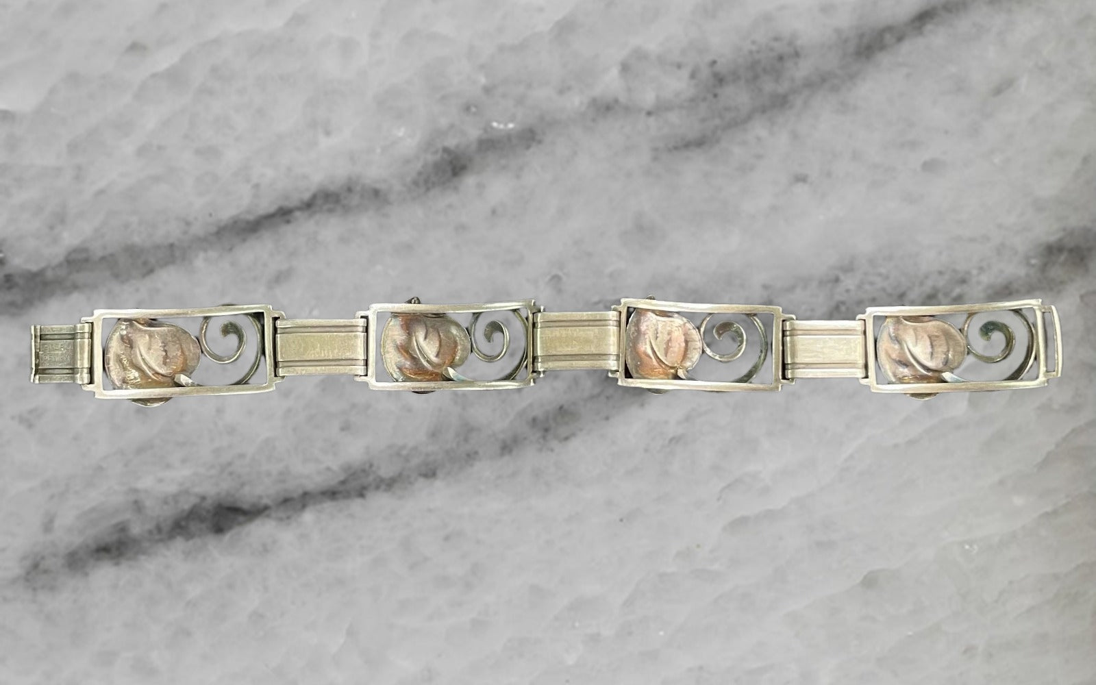 Denmark Vintage Sterling Silver Leaf Bracelet 7