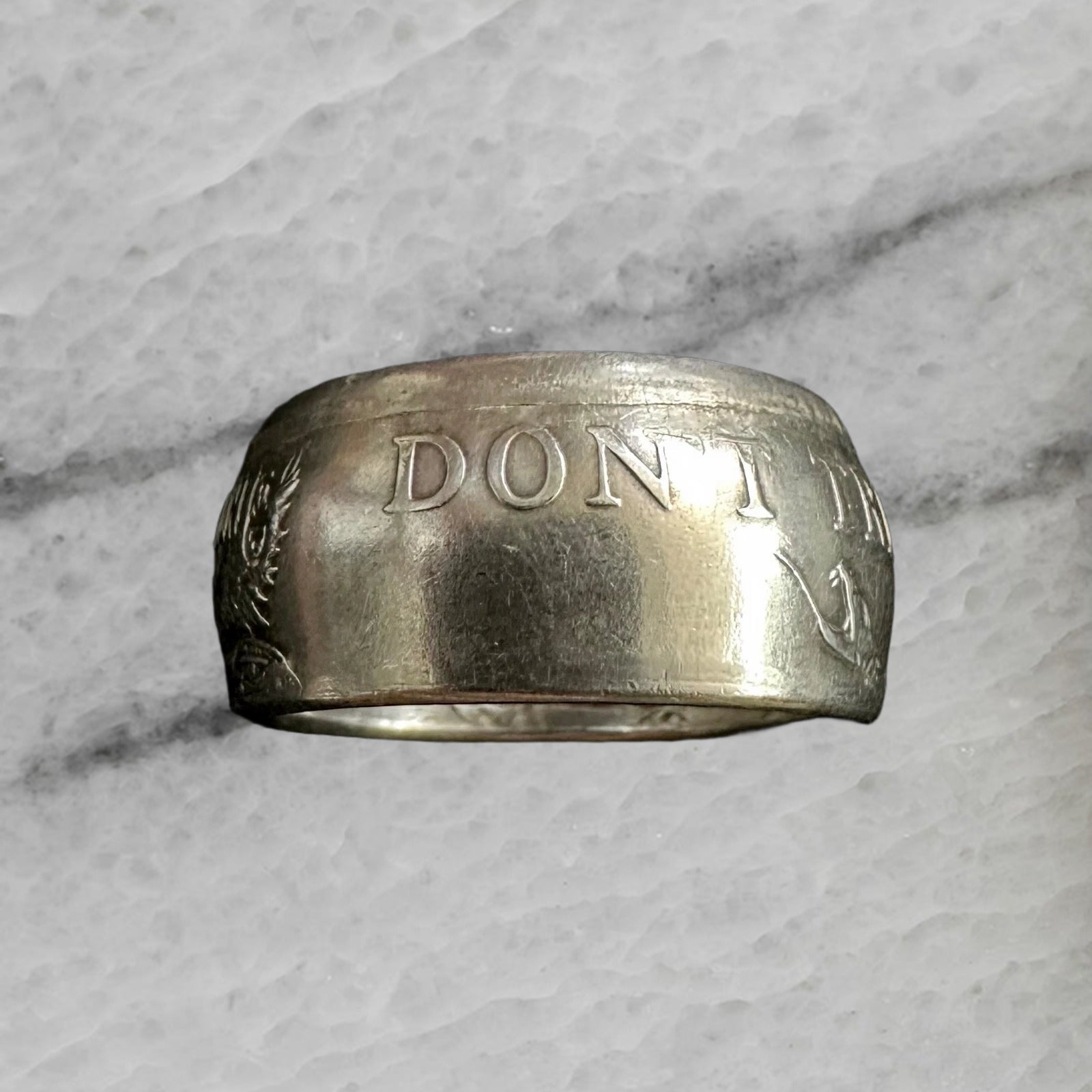 Dont Tread On Me 999 Fine Silver Handcrafted Coin Ring Size 10.5