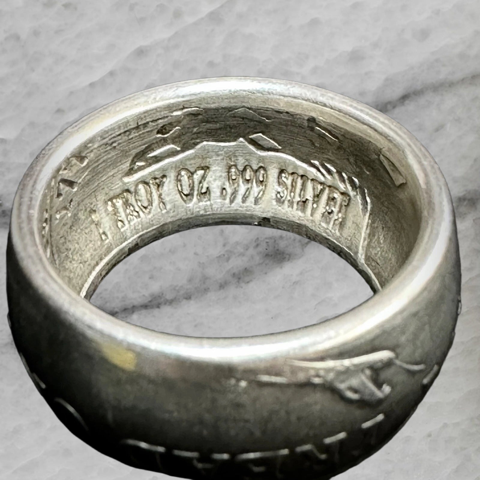 Dont Tread On Me 999 Fine Silver Handcrafted Coin Ring Size 10.5