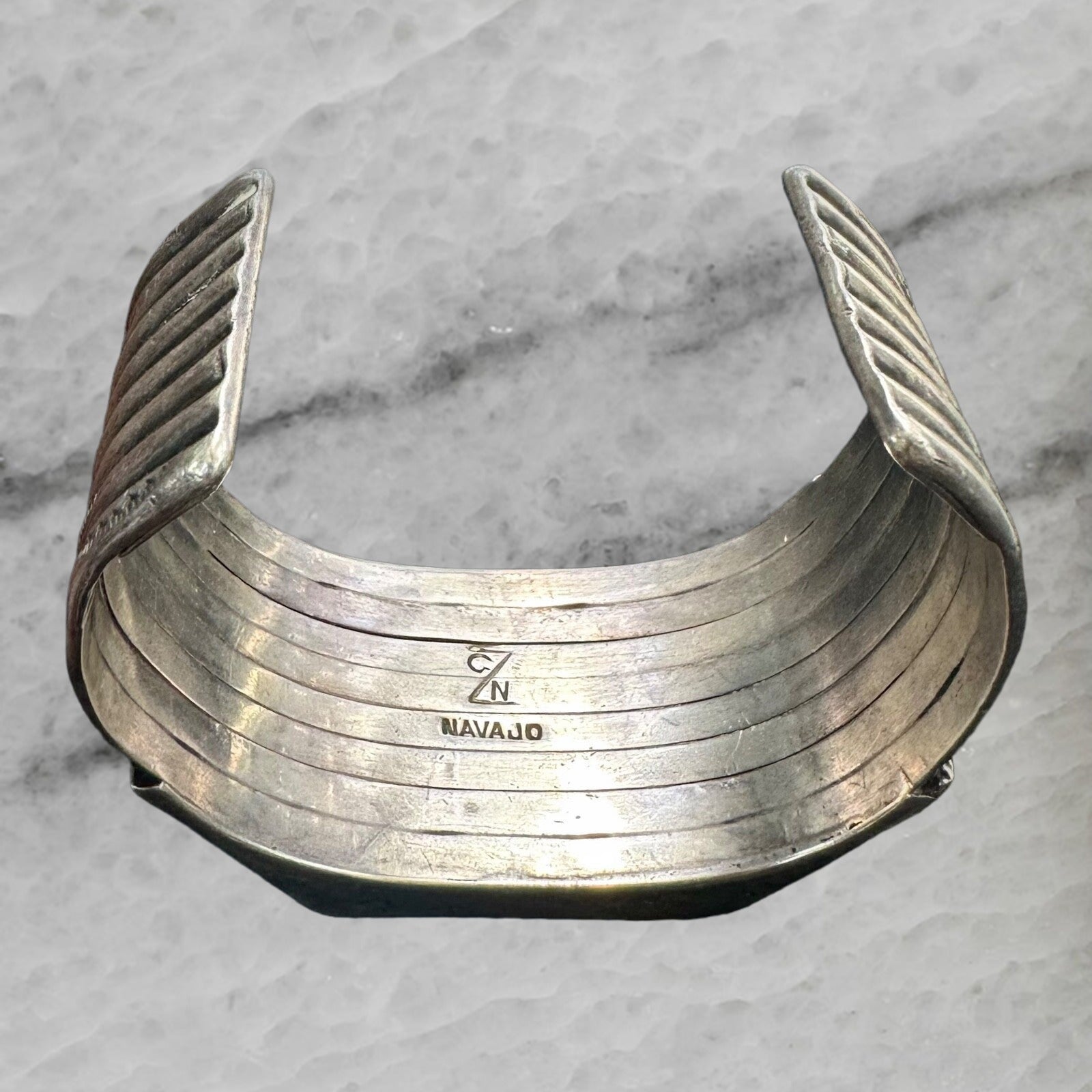 Gibson Nez Vintage Navajo Sterling Silver 3 Turquoise Heavy Cuff Bracelet