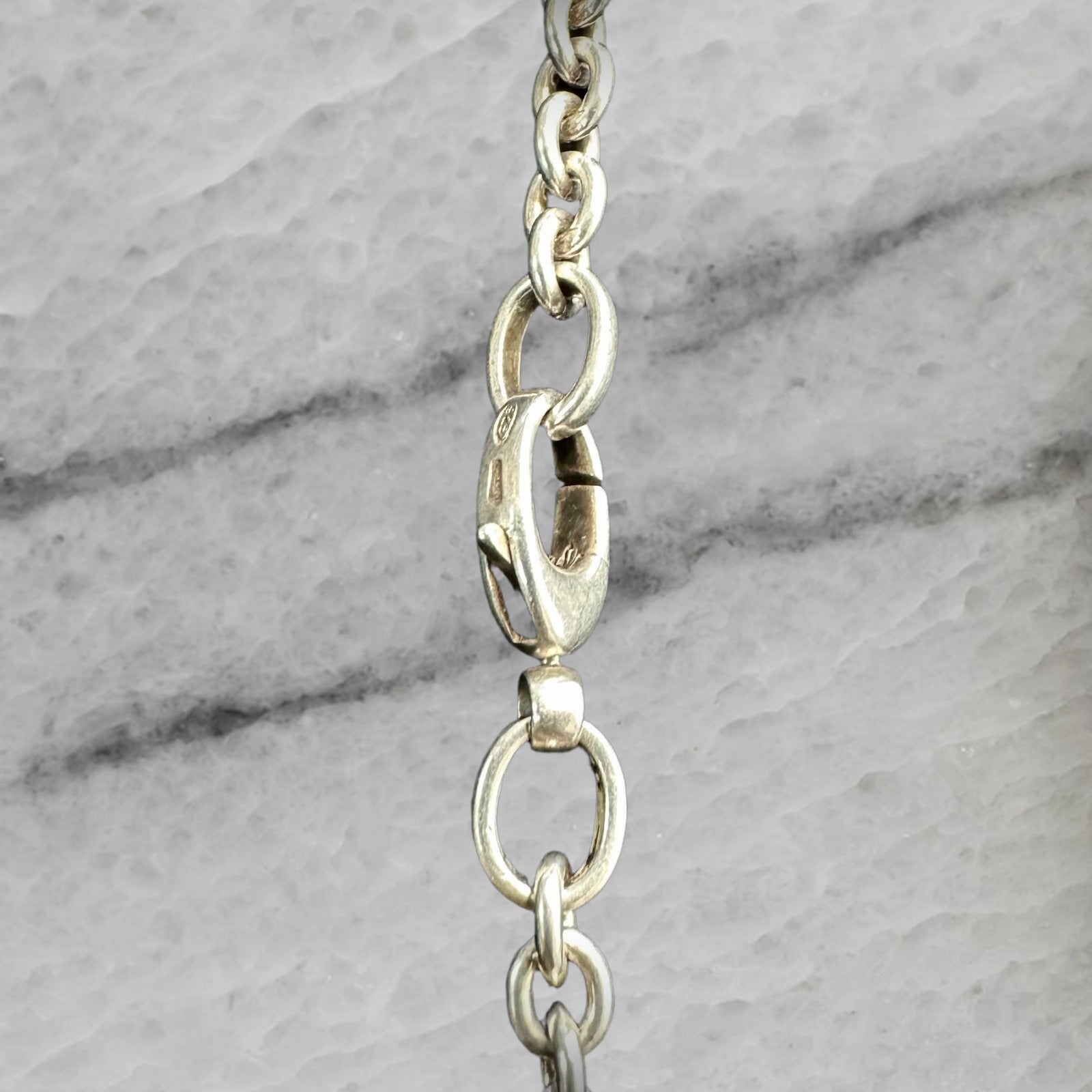 Gucci Italy Sterling Silver Interlocking G Pendant Rolo Chain Necklace 17 75