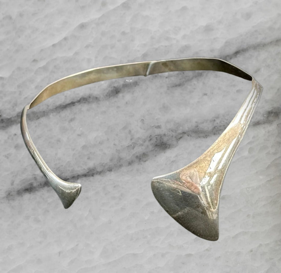 Hans Hansen Bent Gabrielsen Denmark Vintage Sterling Silver Modernist Choker 214