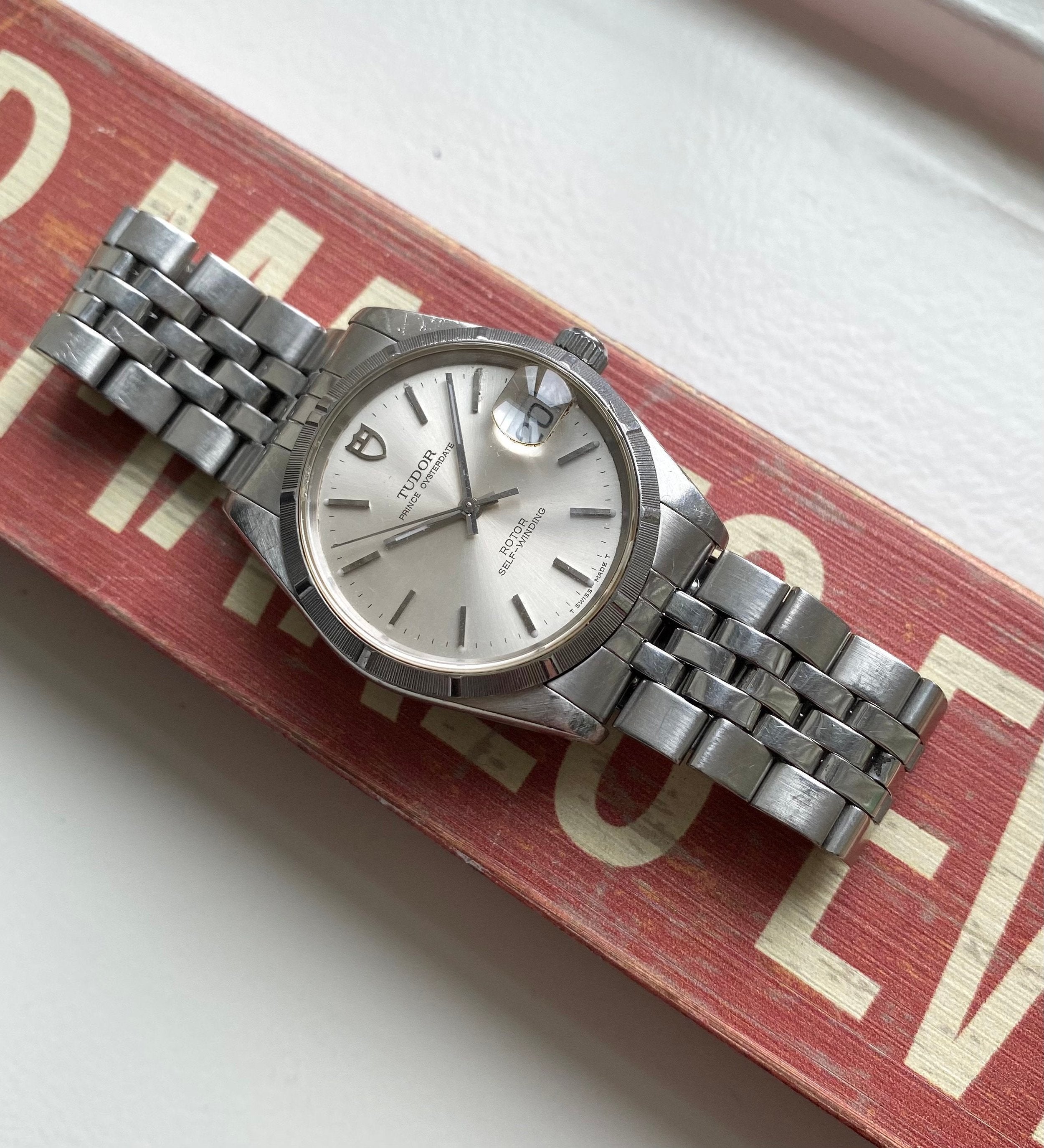 Tudor Prince Oysterdate 90s Ref 74010 Automatic Silver Dial Quickset Steel Watch