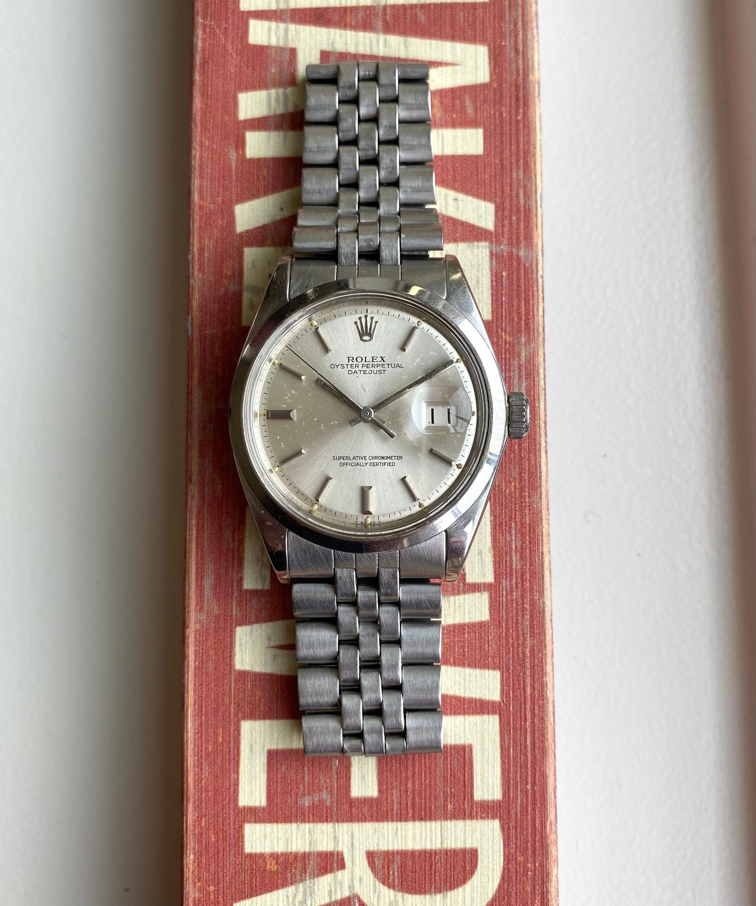 Datejust 1600 Vintage Automatic Silver Patina Dial Smooth Bezel w/ Bracelet