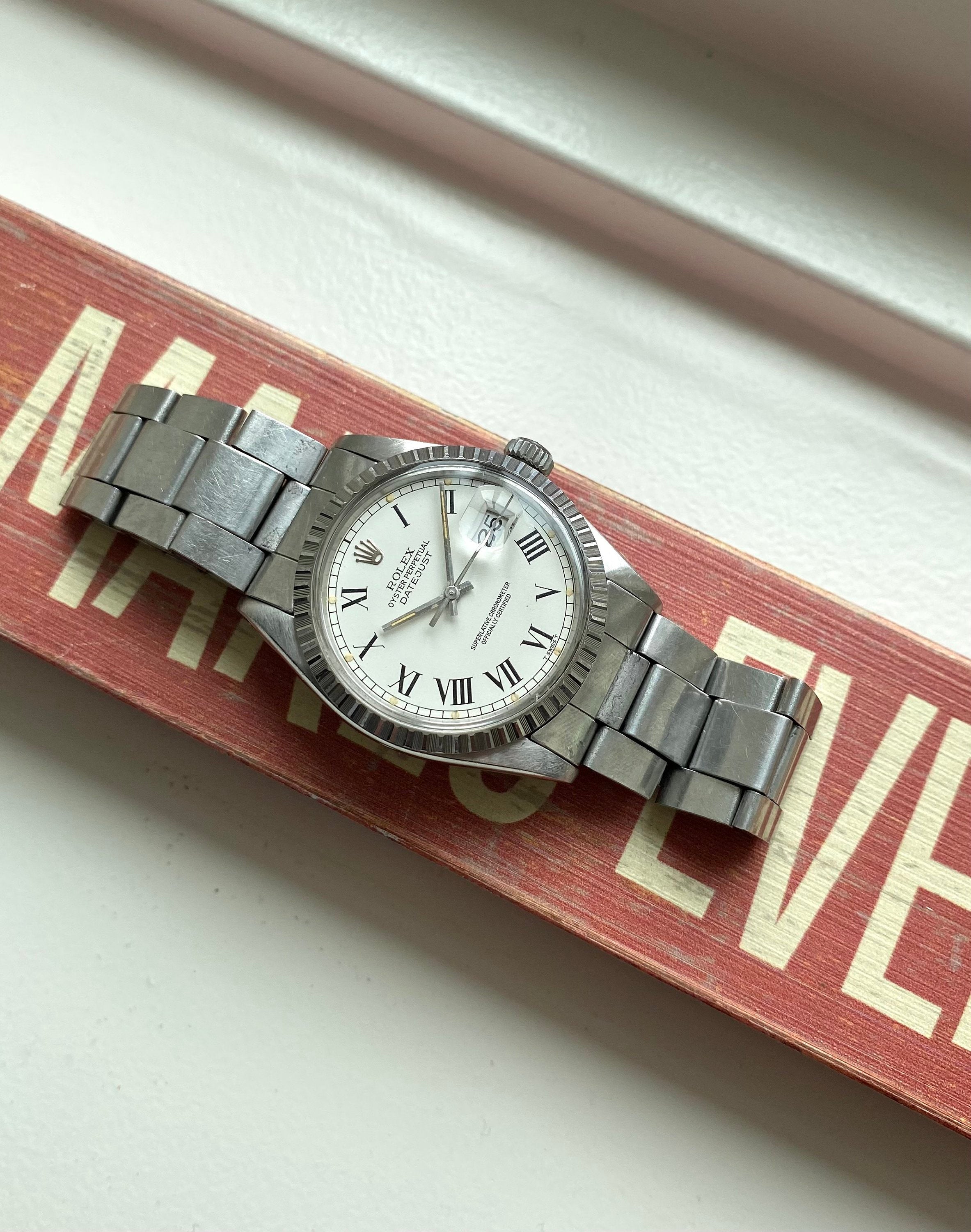 Rolex Datejust 80s Ref 16030 Automatic White Buckley Dial Quickset 36mm Watch