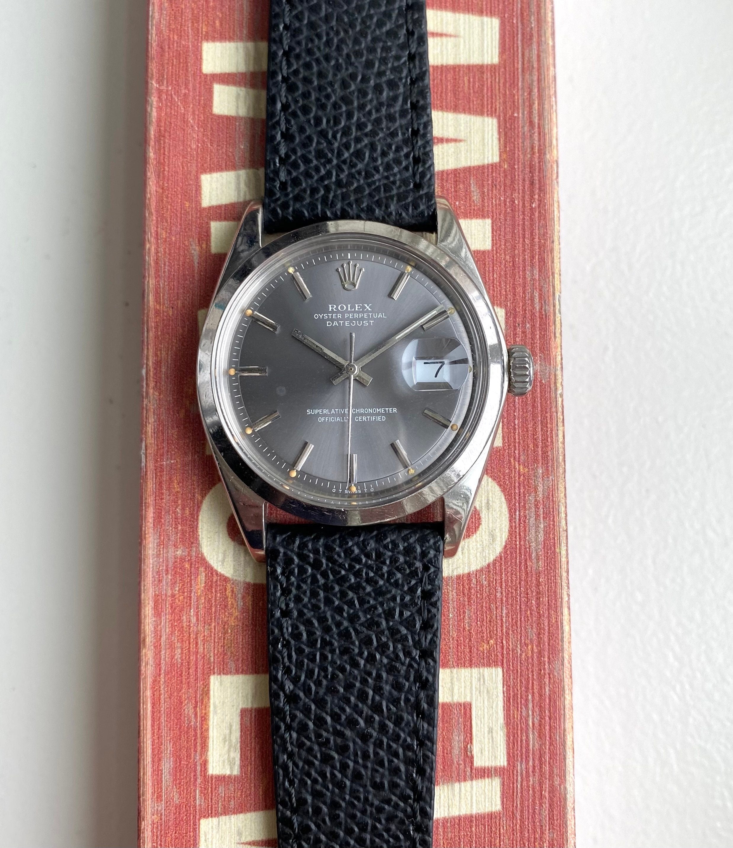 Vintage Rolex Datejust 70s Ref 1600 Automatic Grey Dial Smooth Bezel Steel Watch