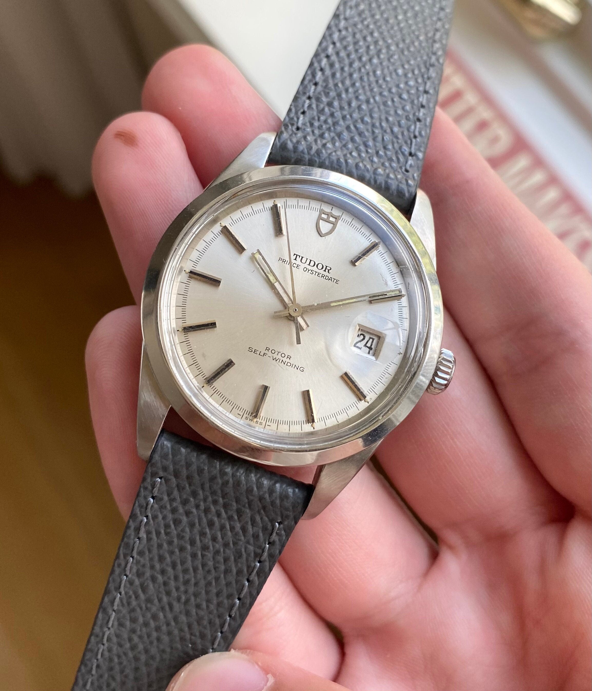 Vintage Tudor 70s Prince Oysterdate Jumbo 38mm Vintage Automatic Silver Dial Watch