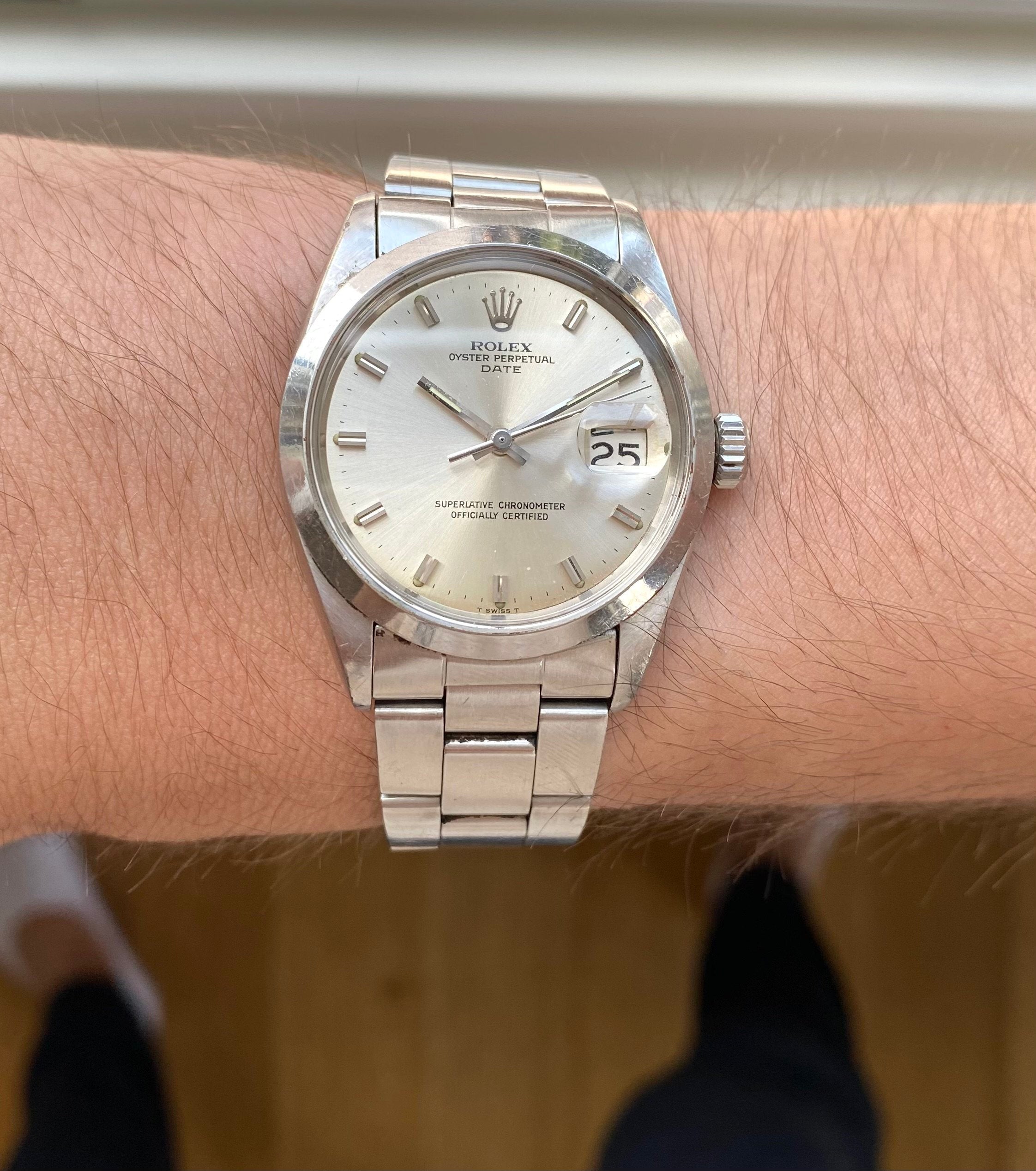 Vintage Rolex OP Date Automatic Ref 1500 Silver Dial 34mm Watch
