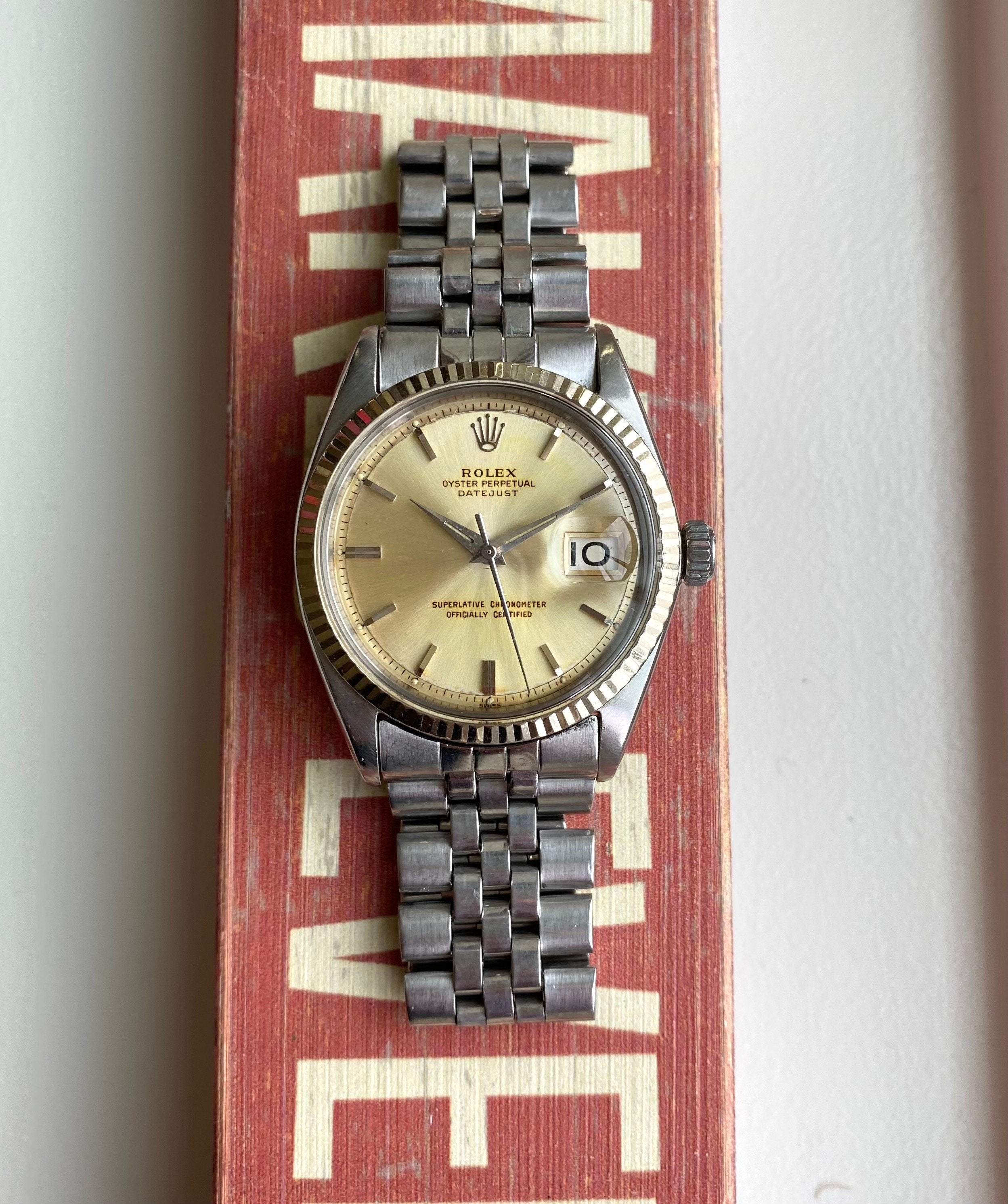 Vintage Rolex Datejust 1601 60s Automatic Silver Patina Dial w/ Bracelet Watch