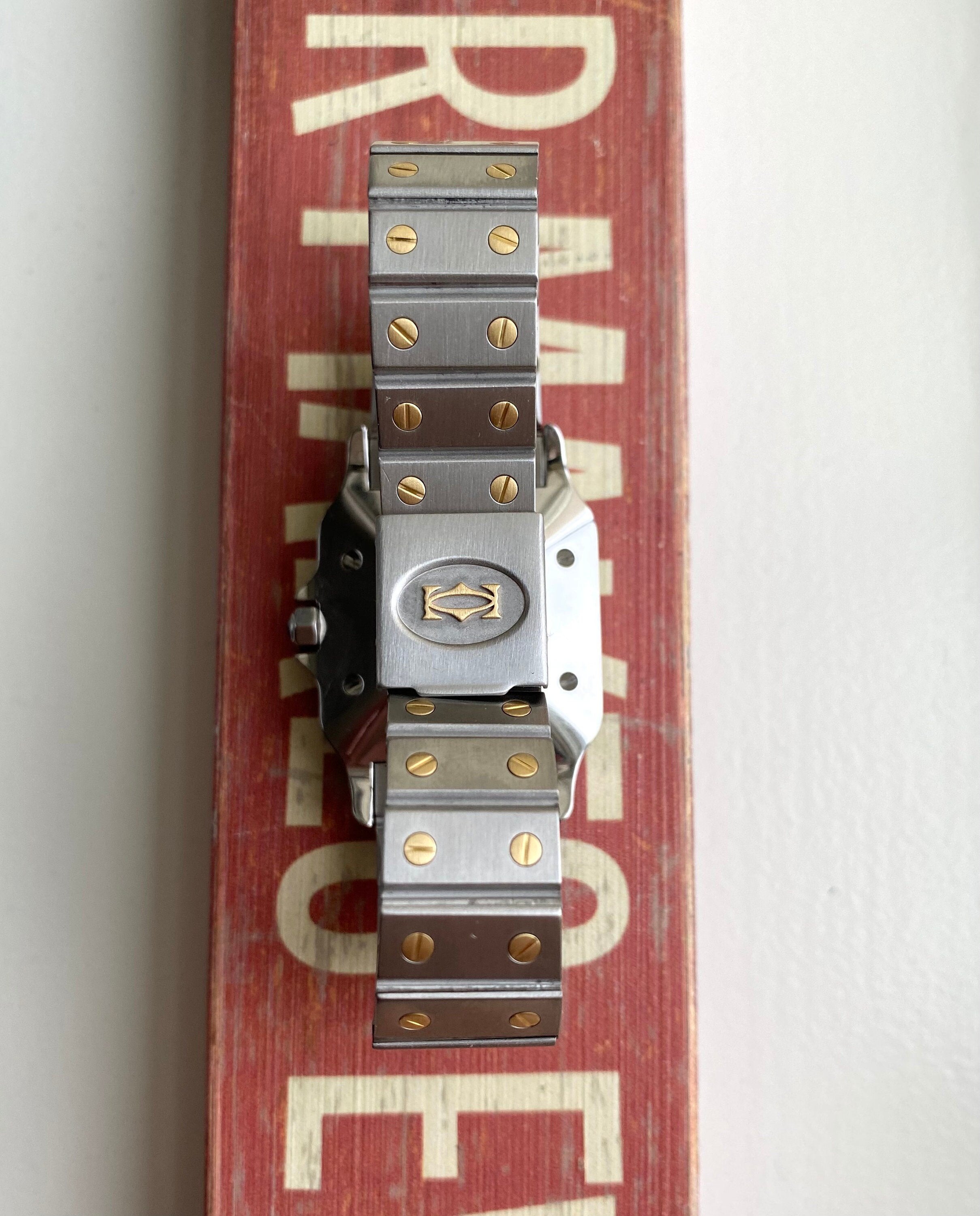 Cartier Santos 80s Automatic Two Tone White Roman Numeral Dial Steel Watch