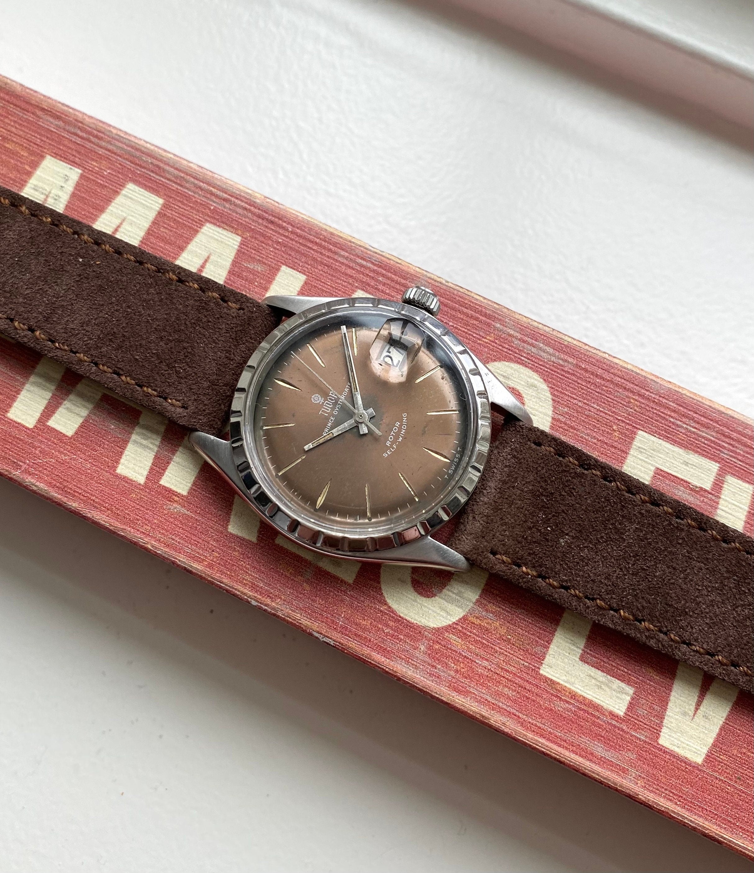 Vintage Tudor Prince Oysterdate Ref 7966 Automatic Tropical Rose Dial 34mm Watch
