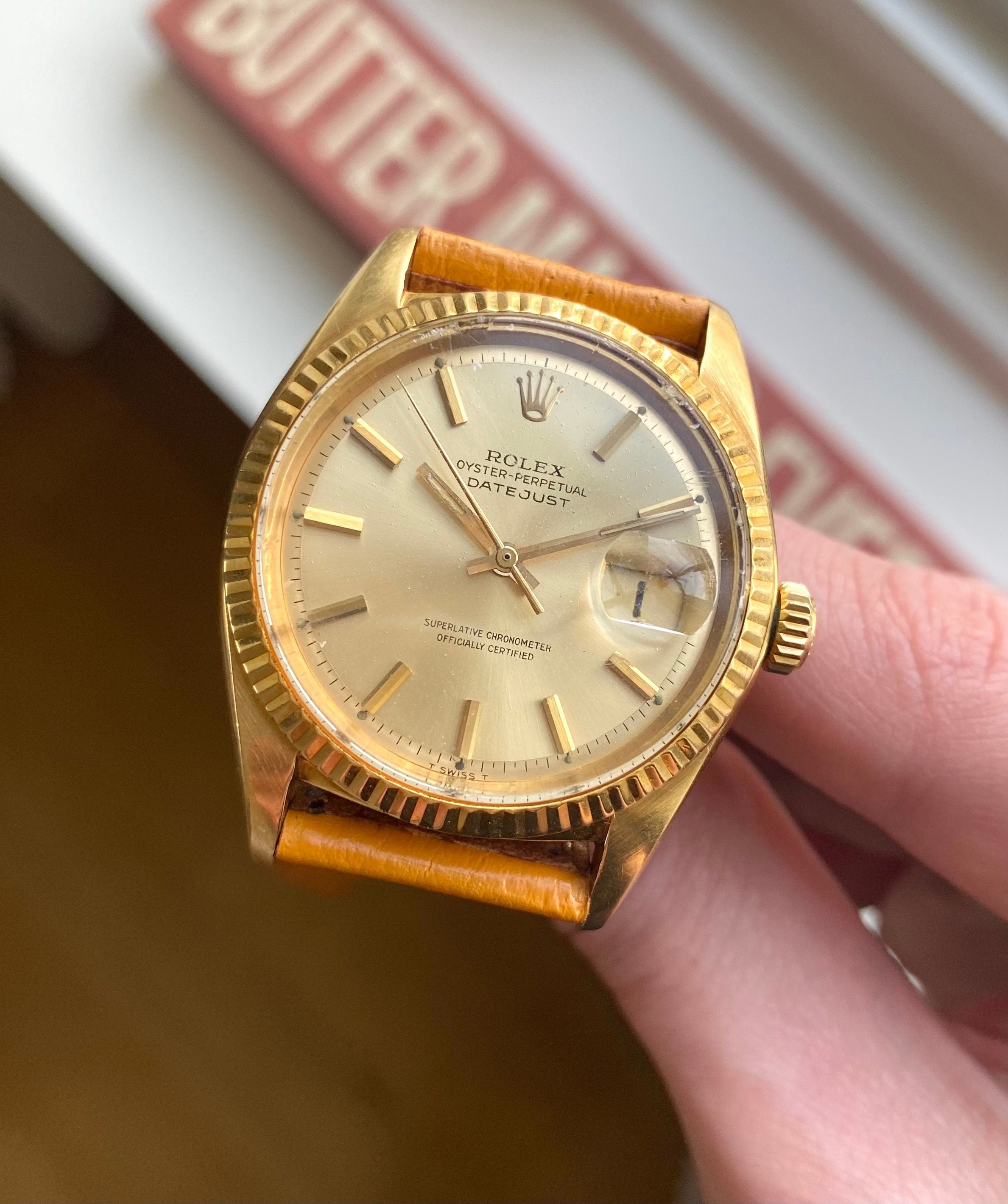 Vintage Rolex Datejust 14K Yellow Gold Ref 1601 Champagne Dial 36mm Watch