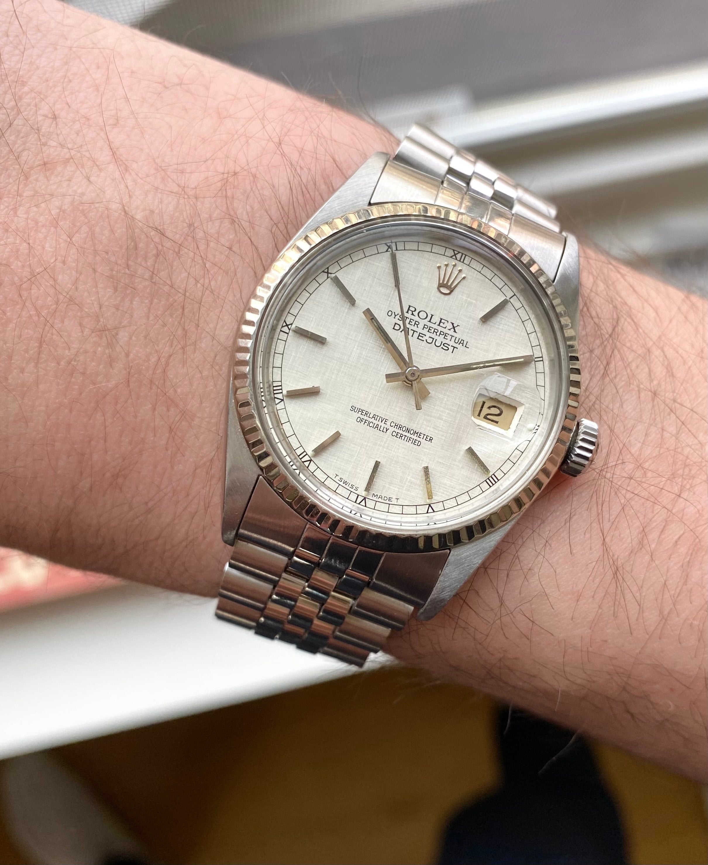Rolex Datejust 80s Ref 16014 Silver Linen Dial Quickset 36mm Watch