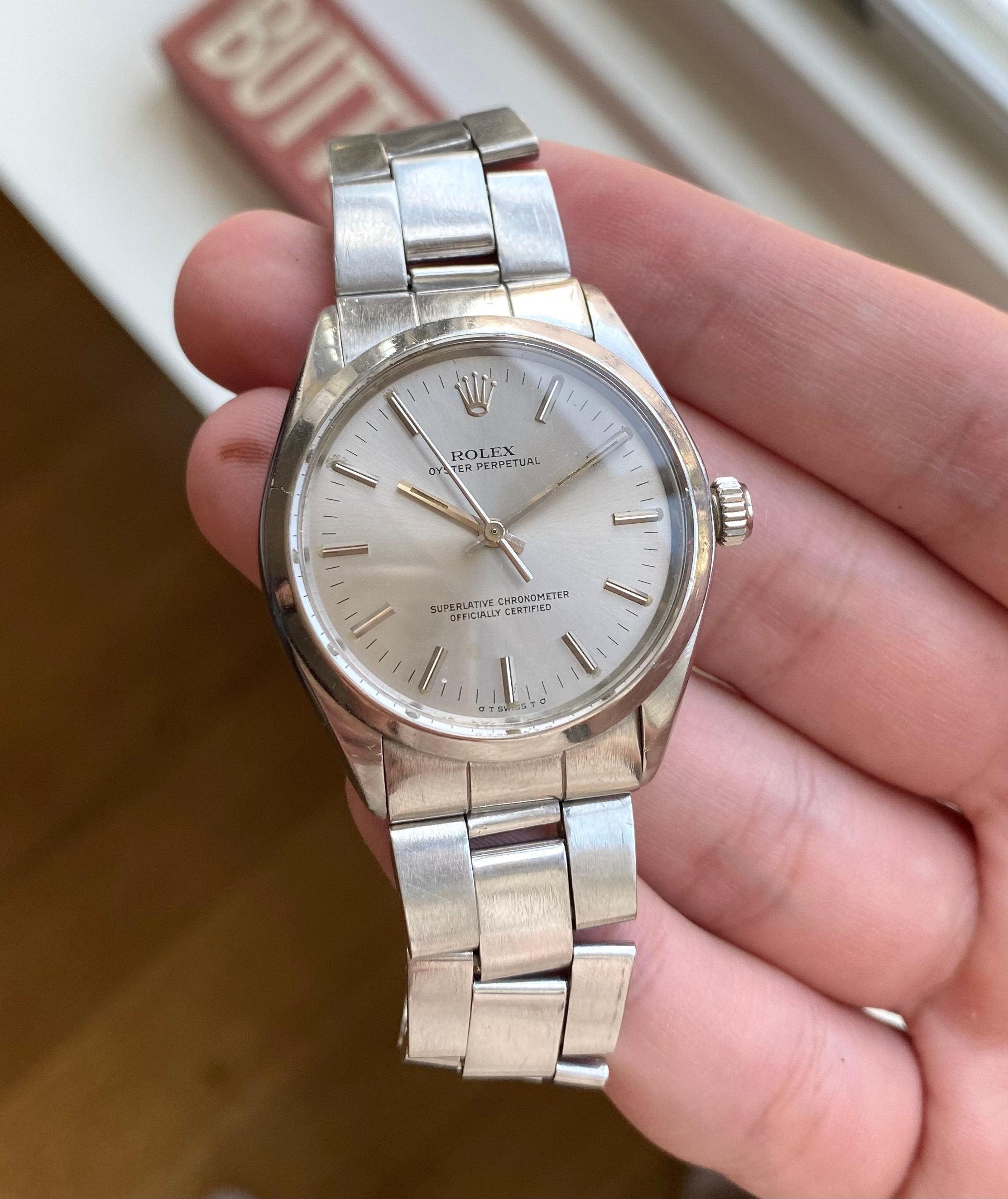 Vintage Rolex Oysterperpetual Ref 1002 Automatic Silver Sigma Dial 34mm Watch