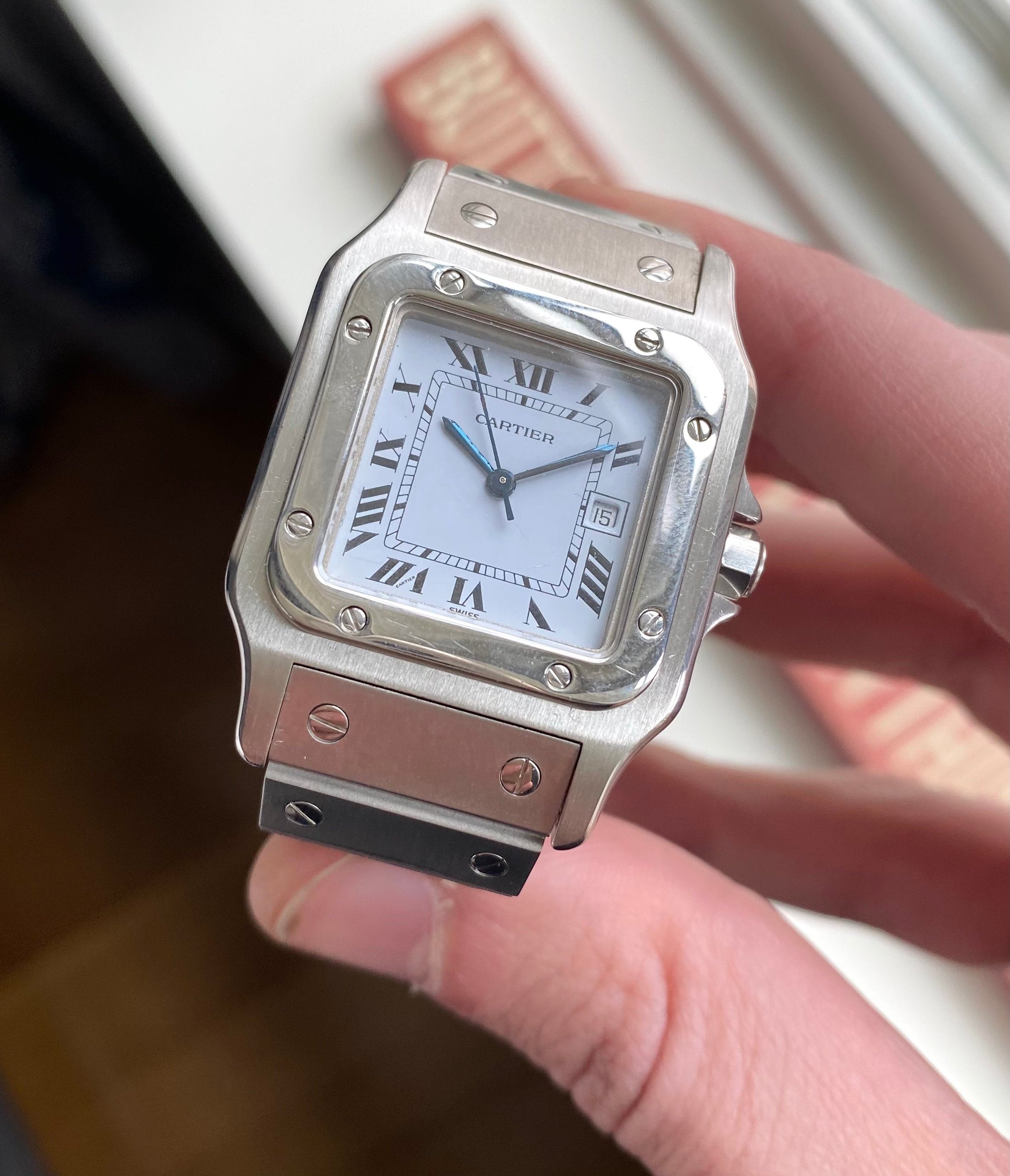 Cartier Santos 80s Ref 2960 Automatic White Roman Numeral Dial 29mm w/ Box Watch