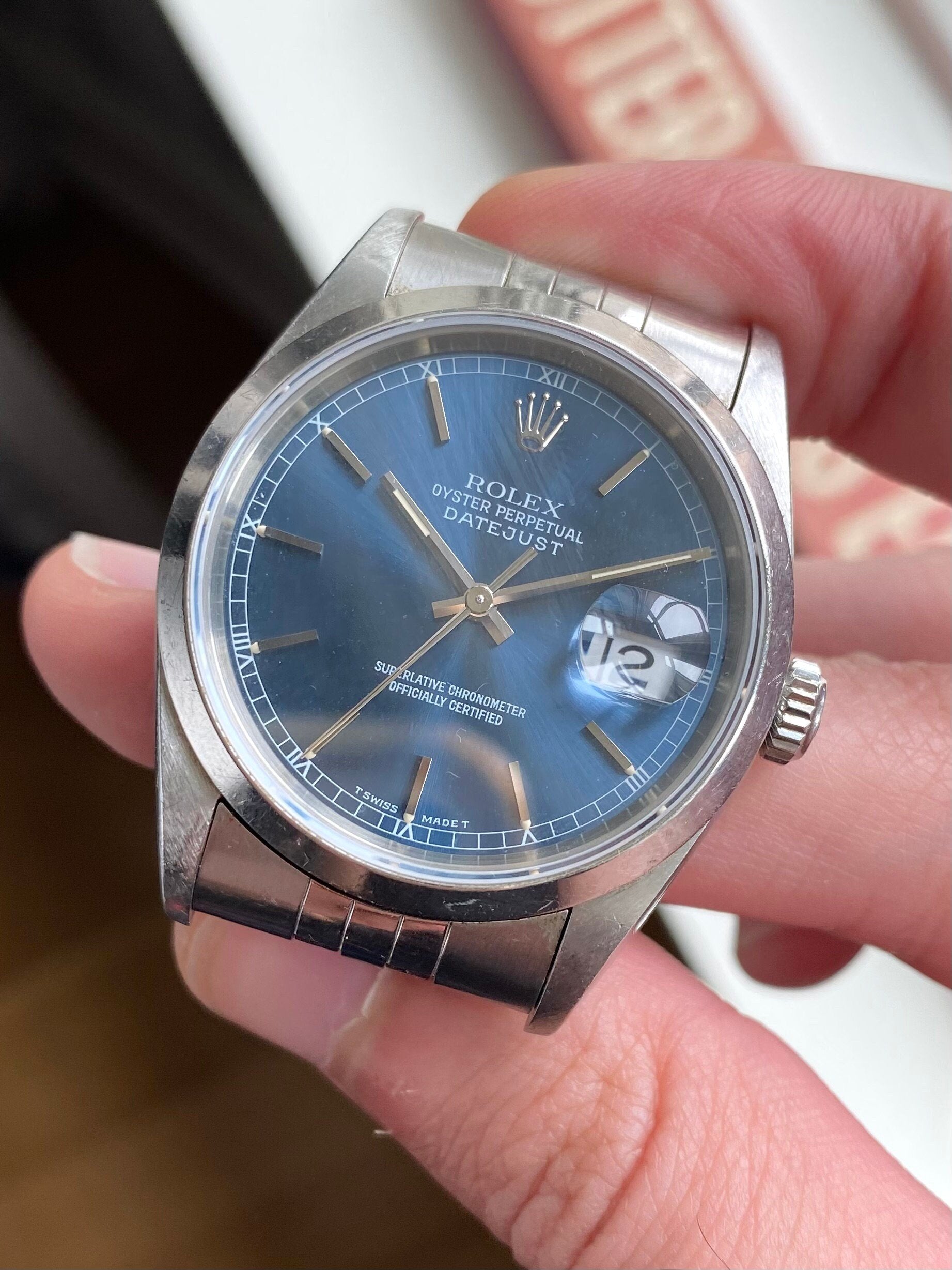 Rolex Datejust 36mm Reference 16200 Blue Sunburst Dial S Serial, 1993 Watch