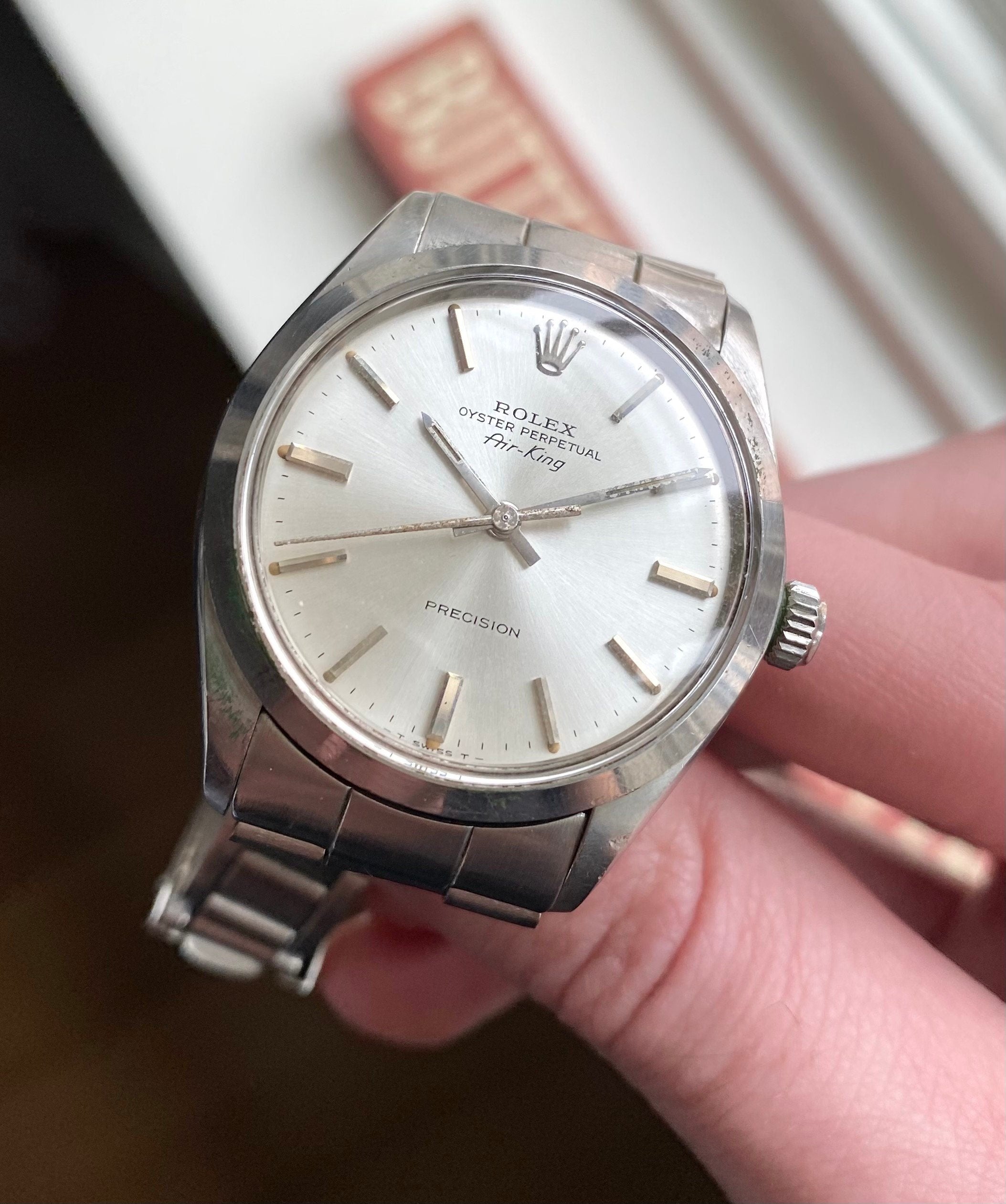 Vintage Rolex Air King Precision Ref 5500 Automatic Silver Dial 34mm Watch
