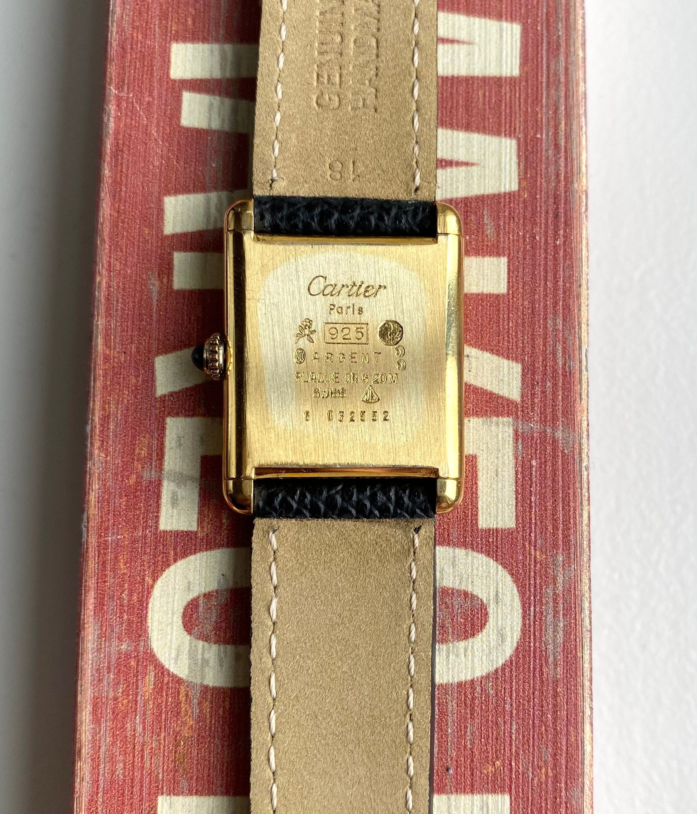 Vintage Cartier Tank Manual Wind Wood "Spider" Dial 18K Gold Electroplated Case
