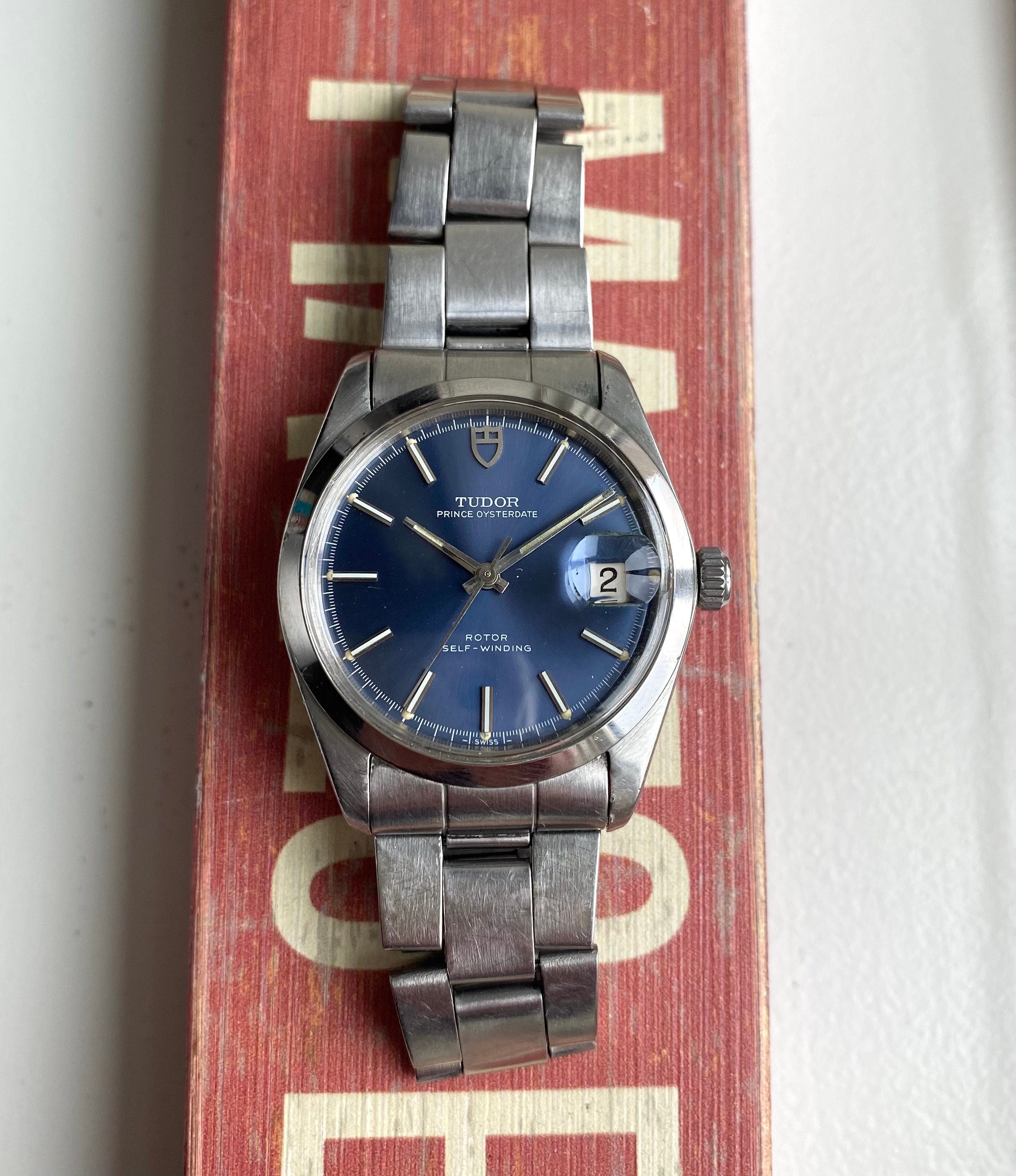 Vintage Tudor Prince Oysterdate 80s Blue Dial Automatic Quickset Date Watch