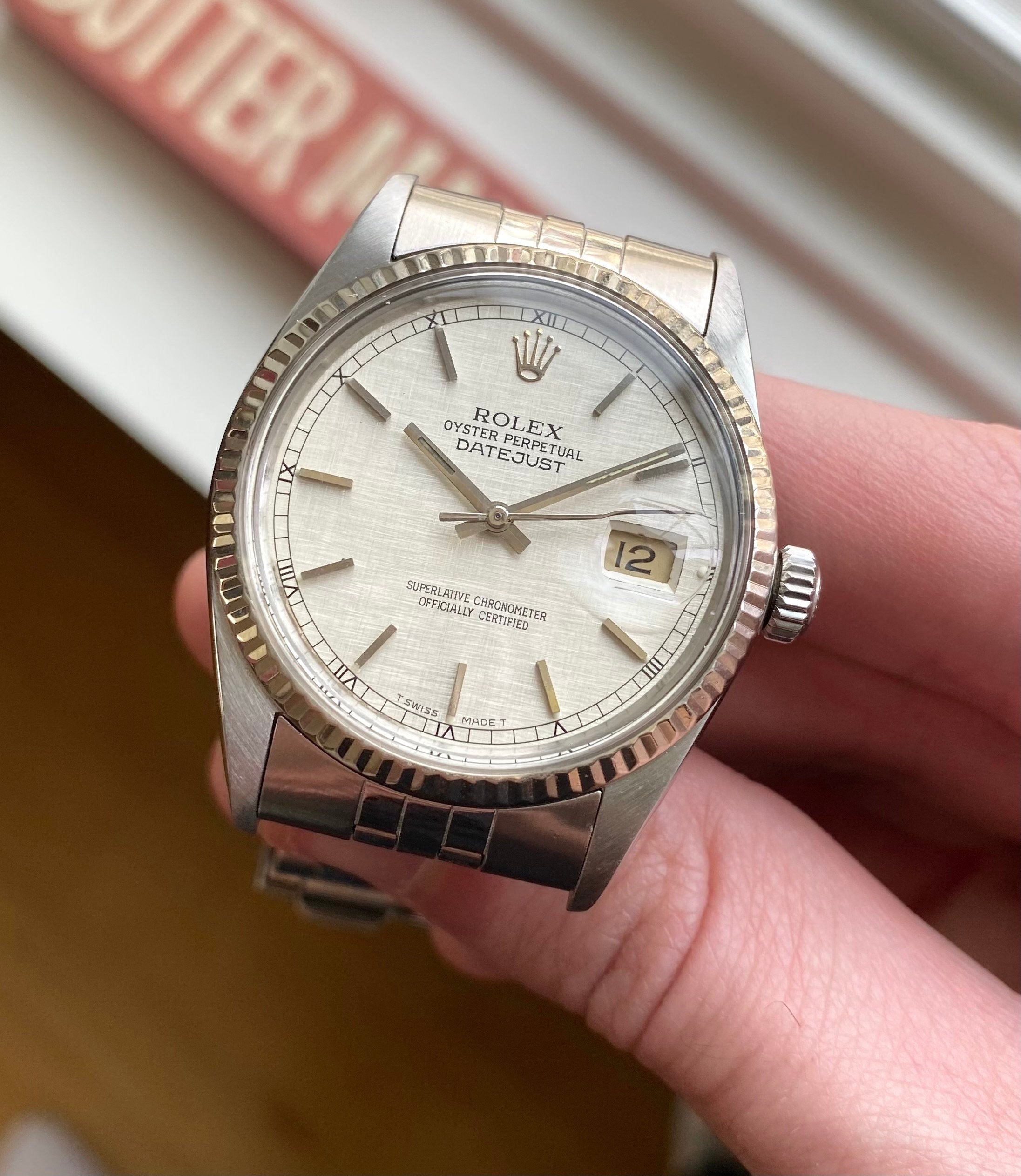 Rolex Datejust 80s Ref 16014 Silver Linen Dial Quickset 36mm Watch