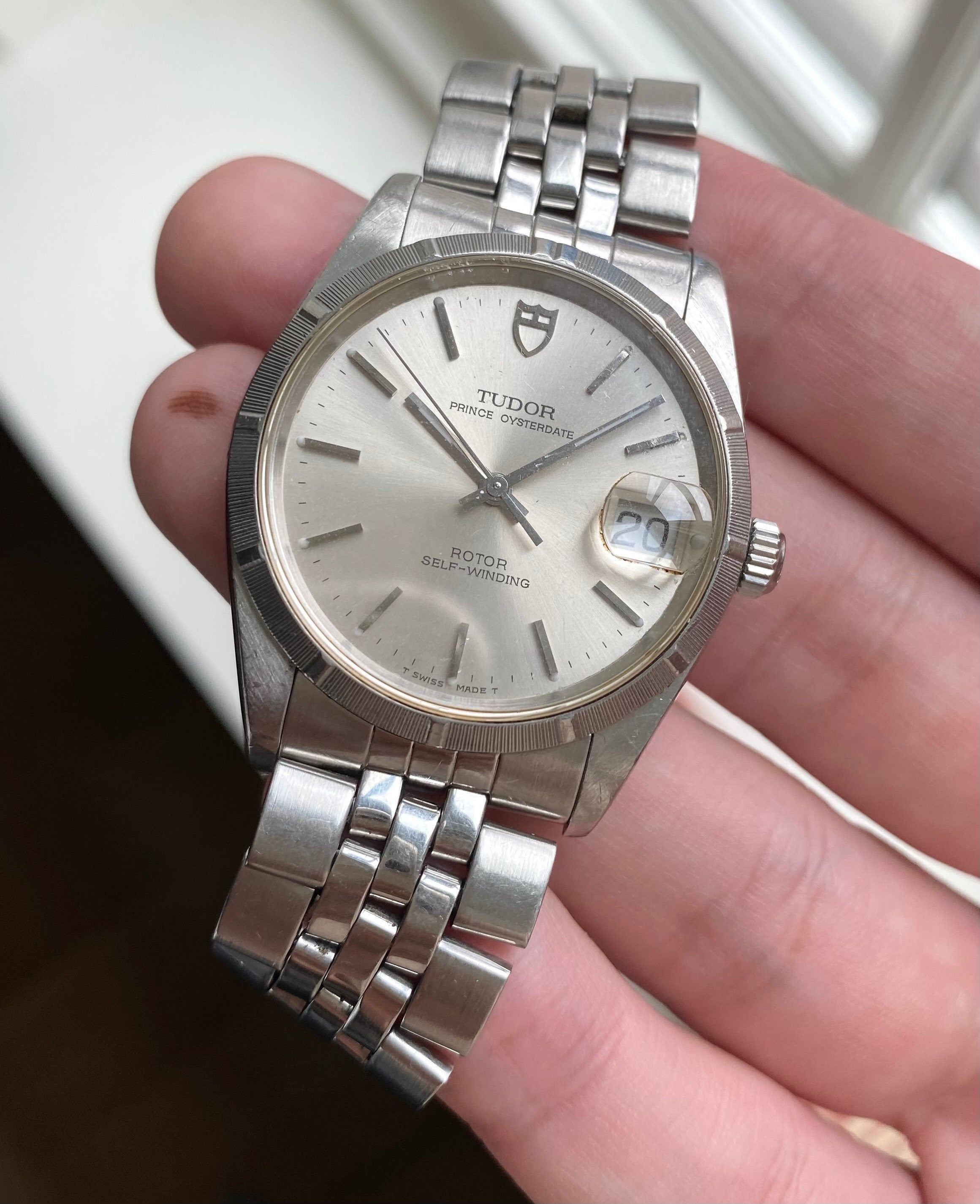 Tudor Prince Oysterdate 90s Ref 74010 Automatic Silver Dial Quickset Steel Watch