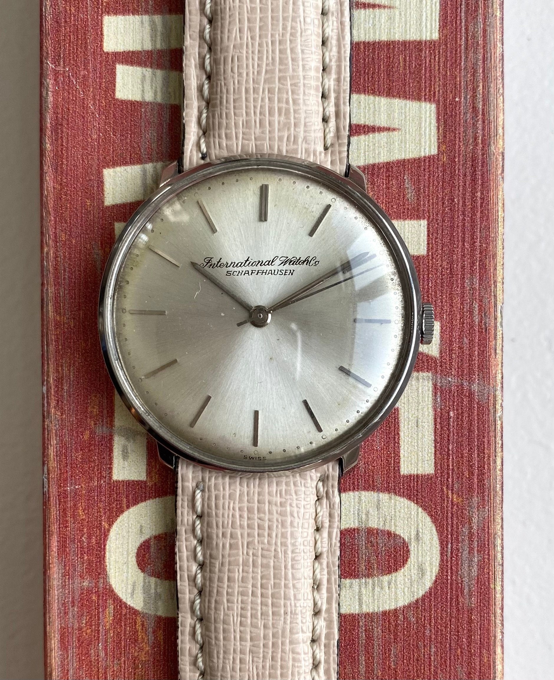 Vintage IWC Manual Wind Silver Sunburst Dial Steel Case 60s Watch