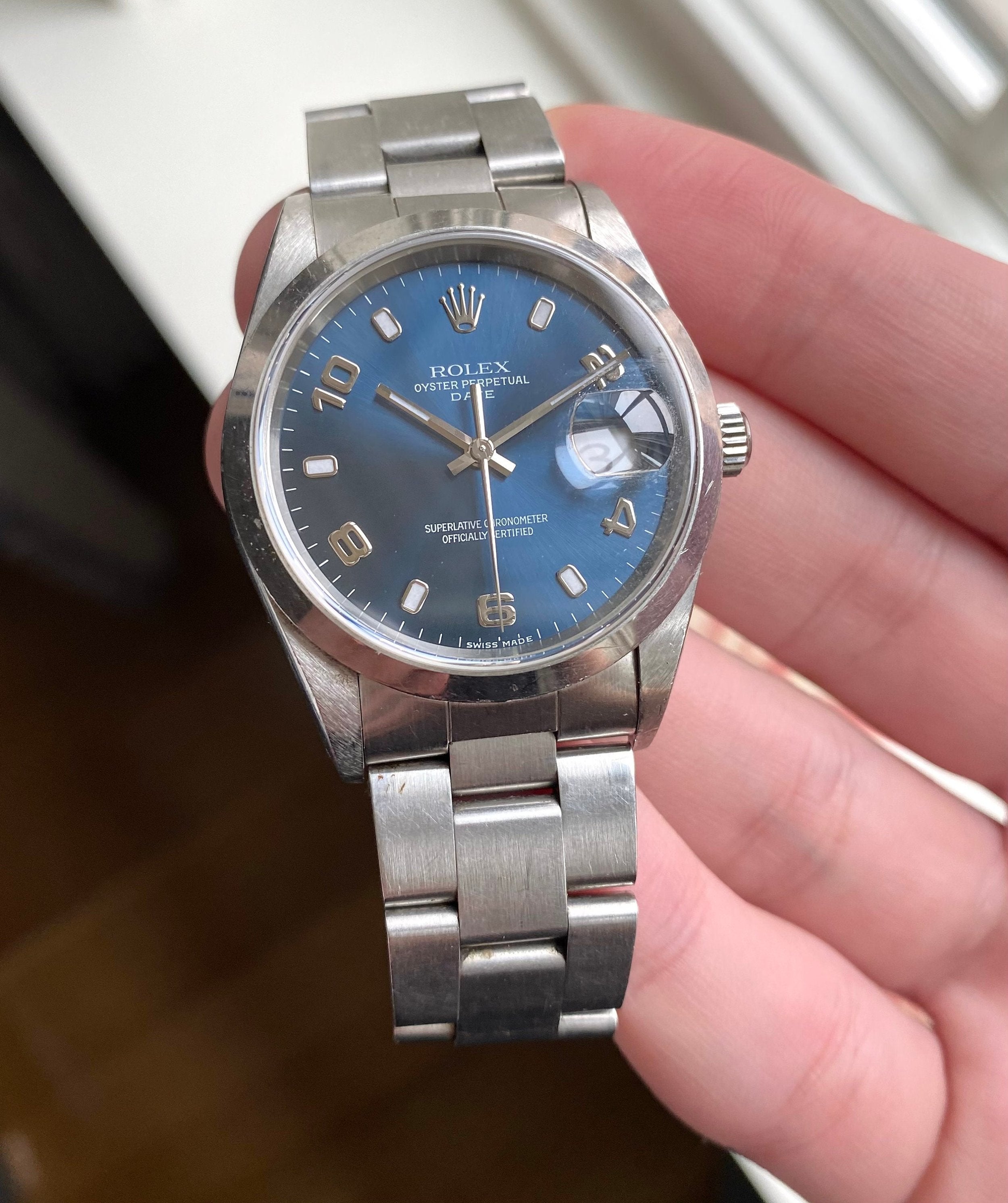 Rolex Oysterperpetual Date Ref 15200 Blue Dial Arabic Numerals Date Watch