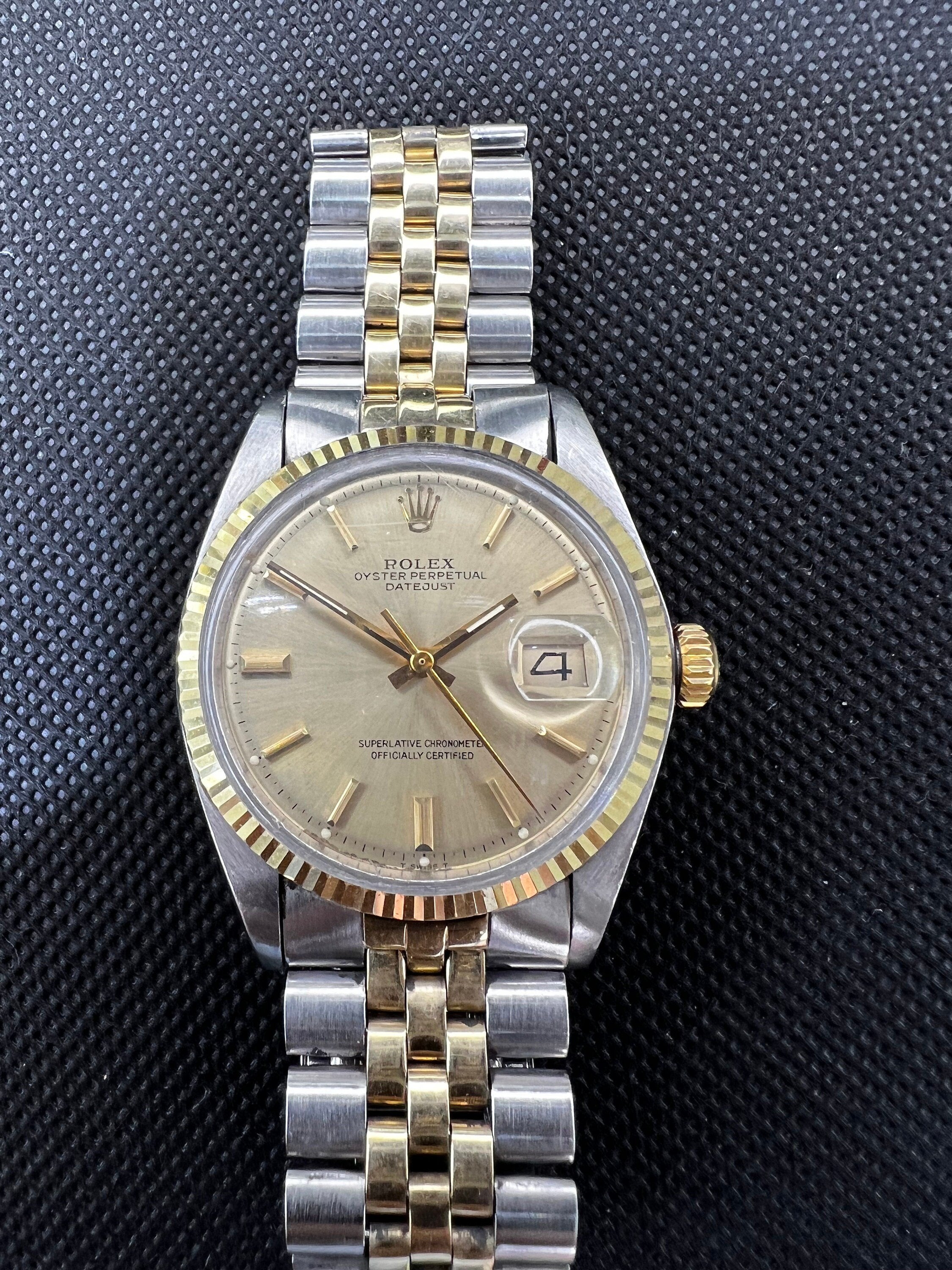 Rolex Datejust Ref 1601 70s Vintage Automatic Two Tone Champagne Dial 36mm